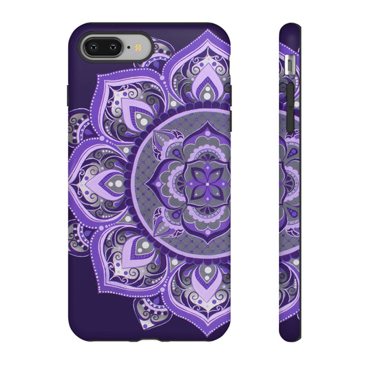 Purple Mandala Tough Phone Case — Protective Floral Boho Phone Cover