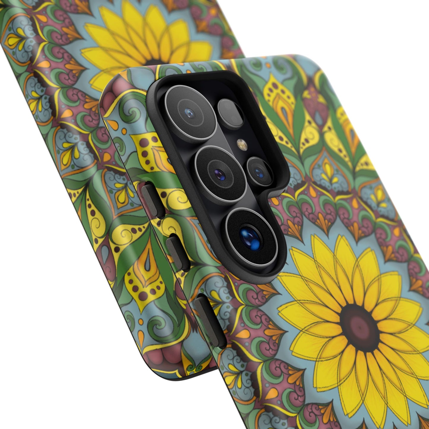 "Black Eyed Susan" Mandala Phone Case — Floral Boho Tough Case