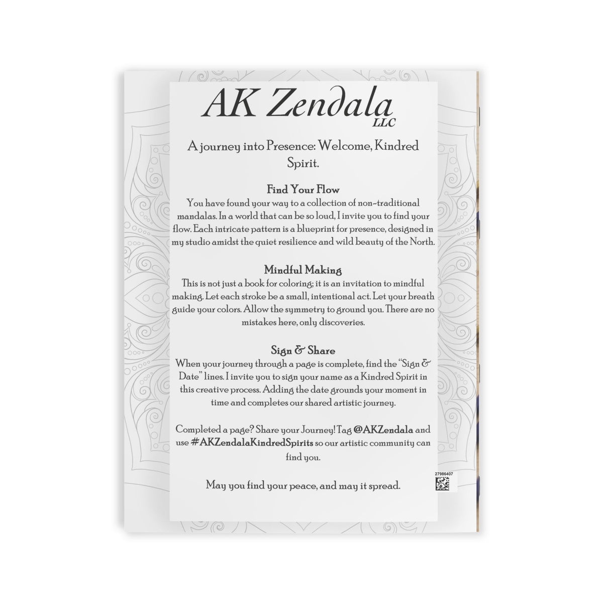 Meditative Mandala Coloring Book — Mindful Art by AK Zendala | Stress Relief Creative Gift