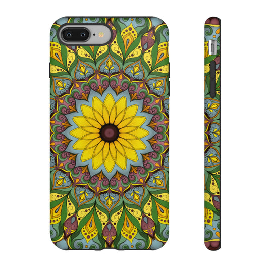 "Black Eyed Susan" Mandala Phone Case — Floral Boho Tough Case