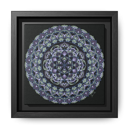 Framed "Wisteria Bloom" Mandala Wall Art — Purple Floral Geometric Canvas