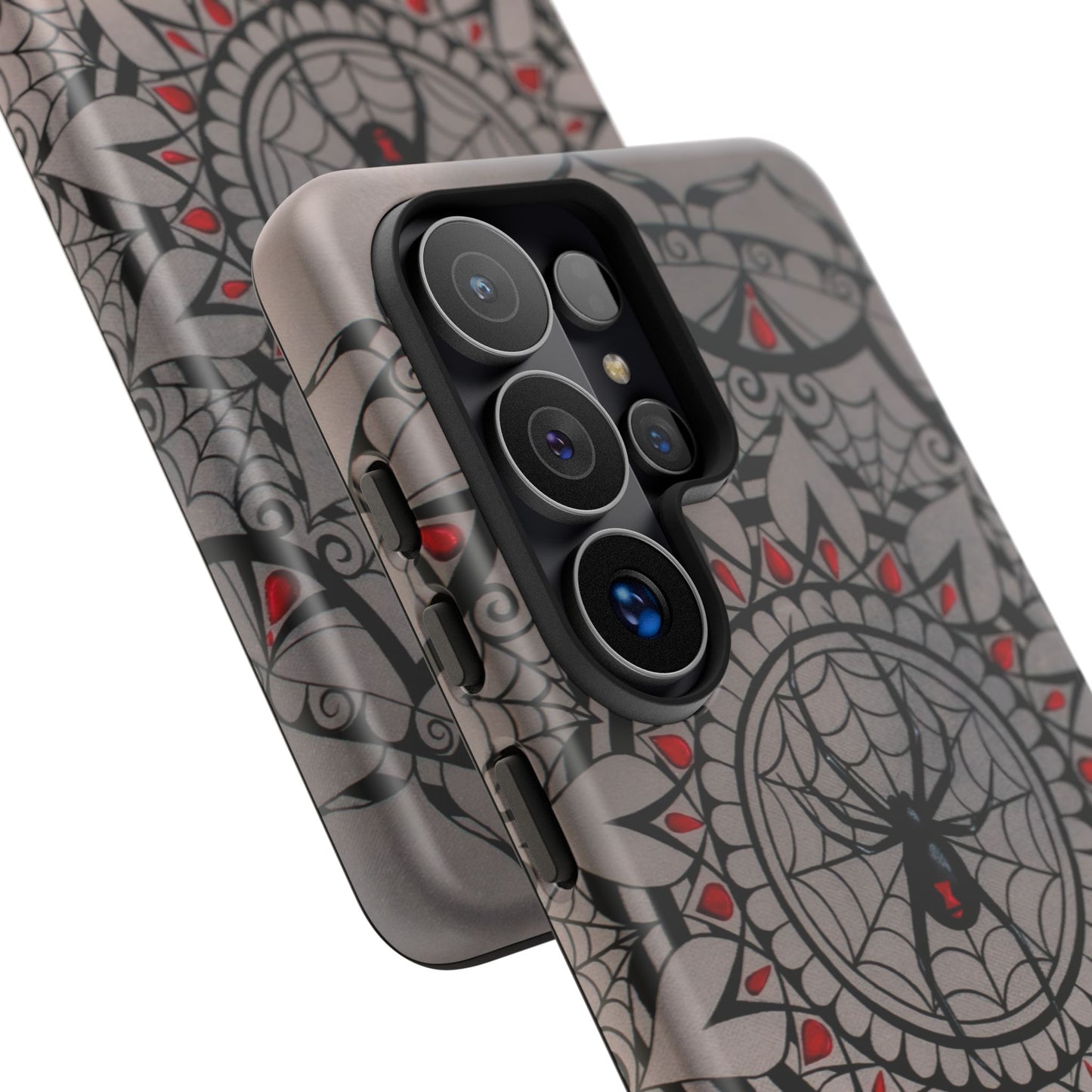 Mandala Spider Tough Phone Case - Gothic Red & Black Protective Cover