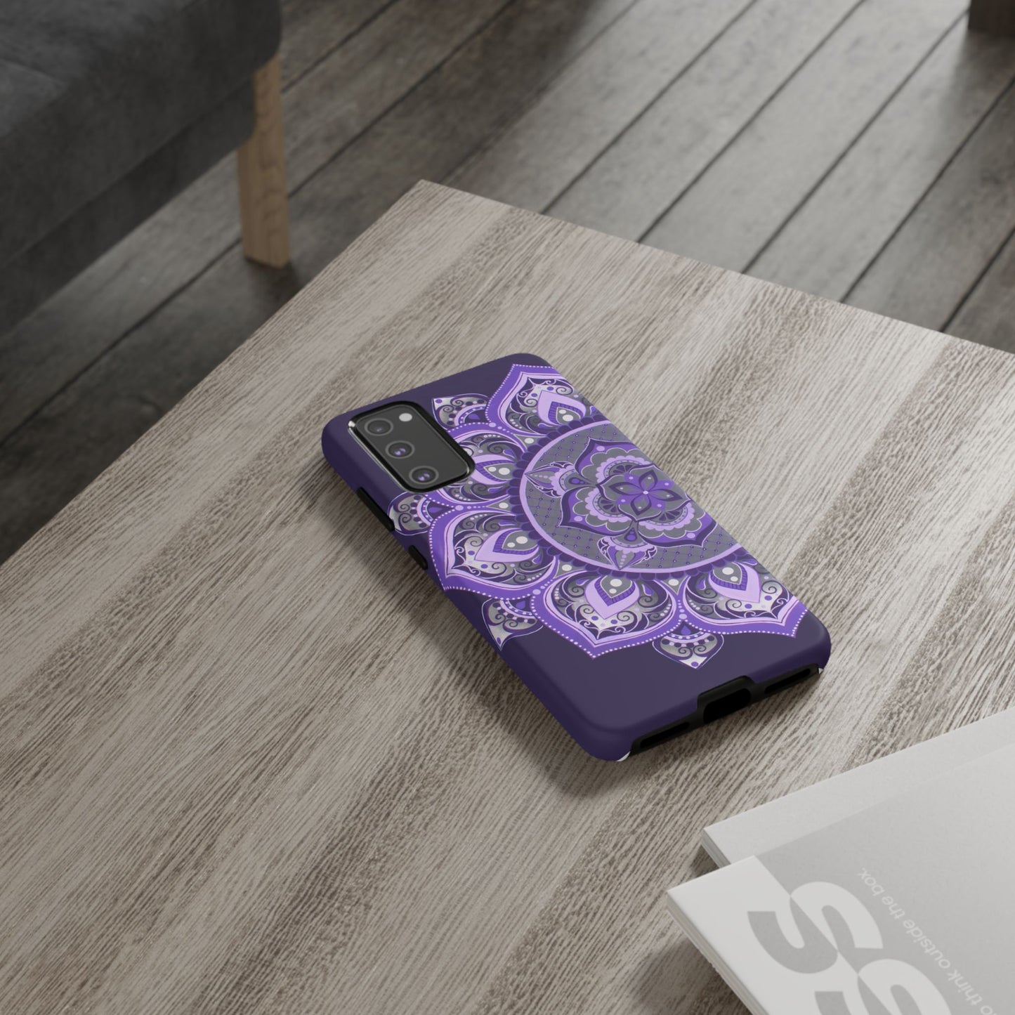 Purple Mandala Tough Phone Case — Protective Floral Boho Phone Cover