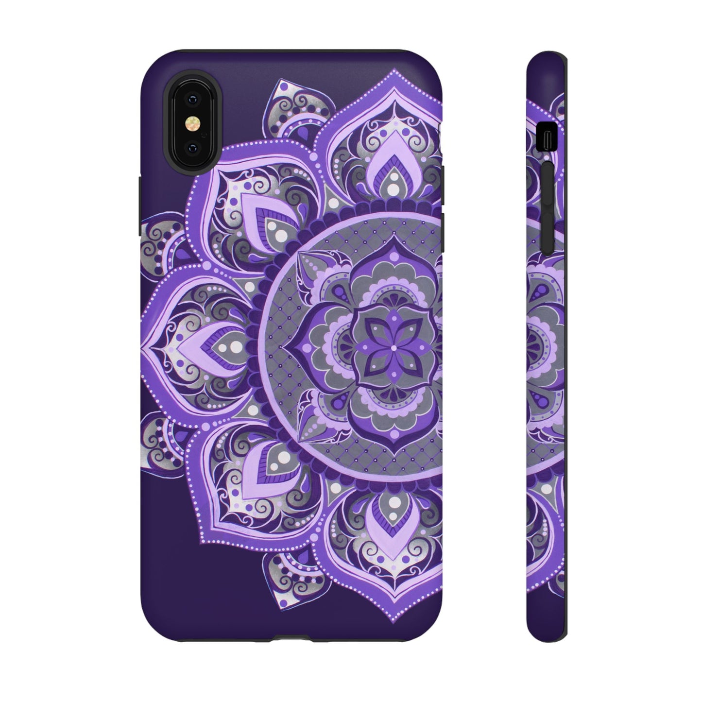 Purple Mandala Tough Phone Case — Protective Floral Boho Phone Cover