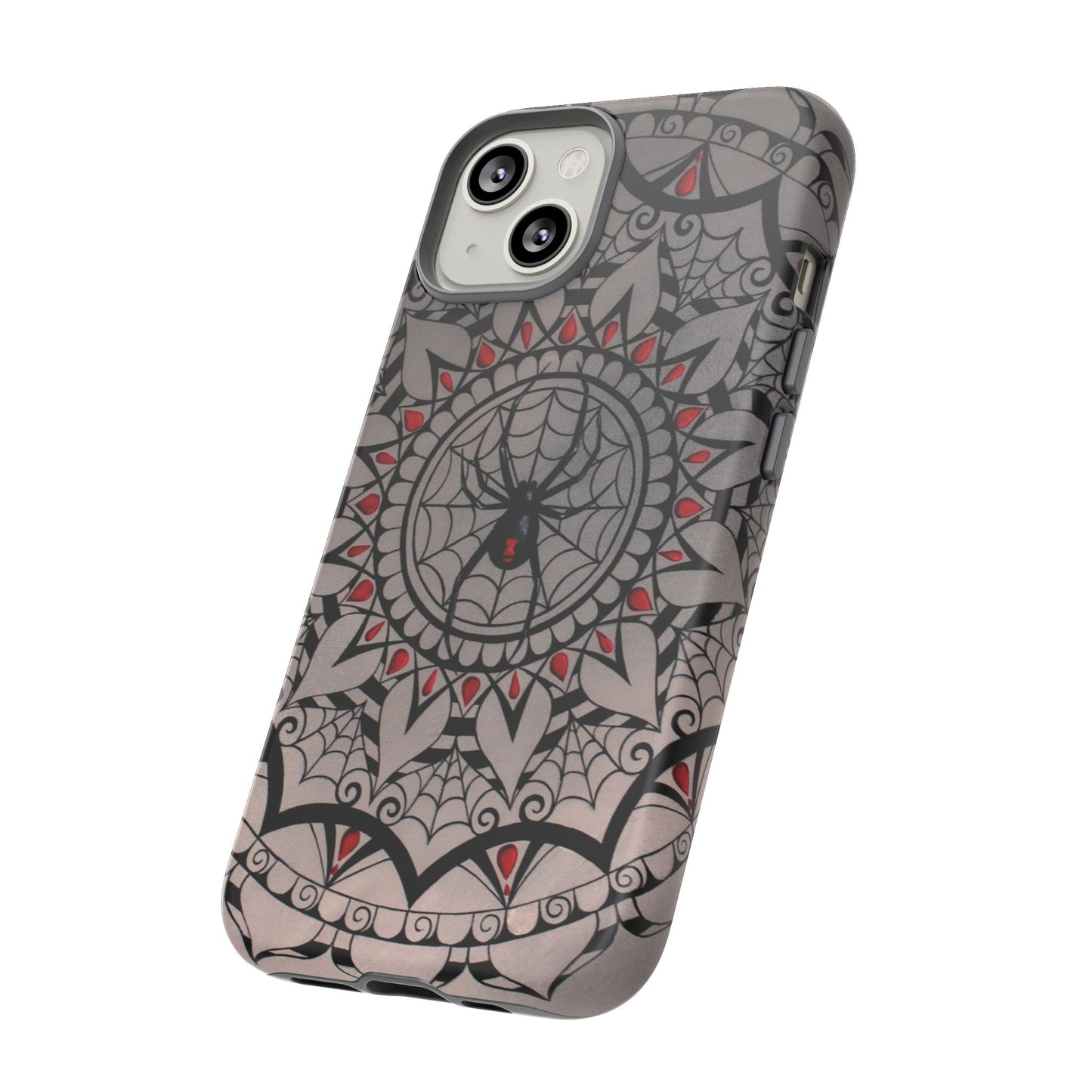 Mandala Spider Tough Phone Case - Gothic Red & Black Protective Cover