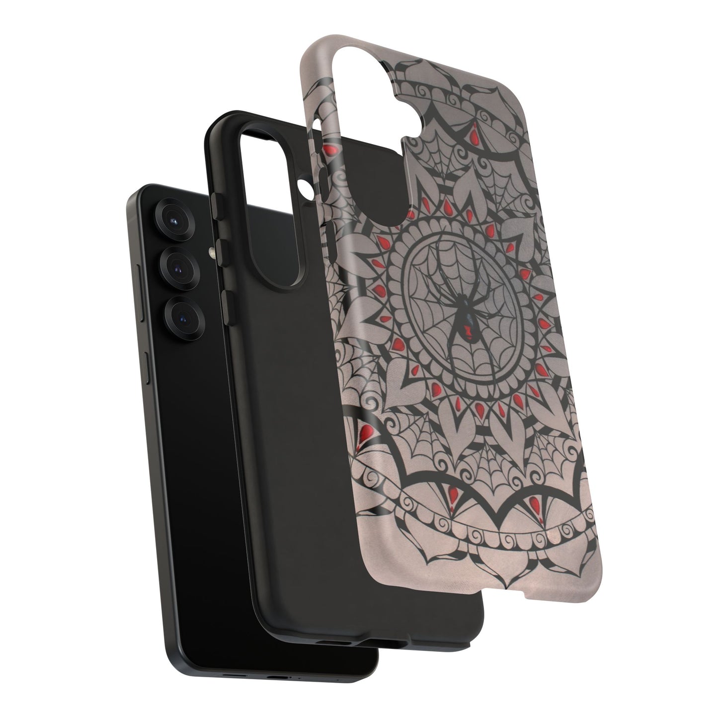 Mandala Spider Tough Phone Case - Gothic Red & Black Protective Cover