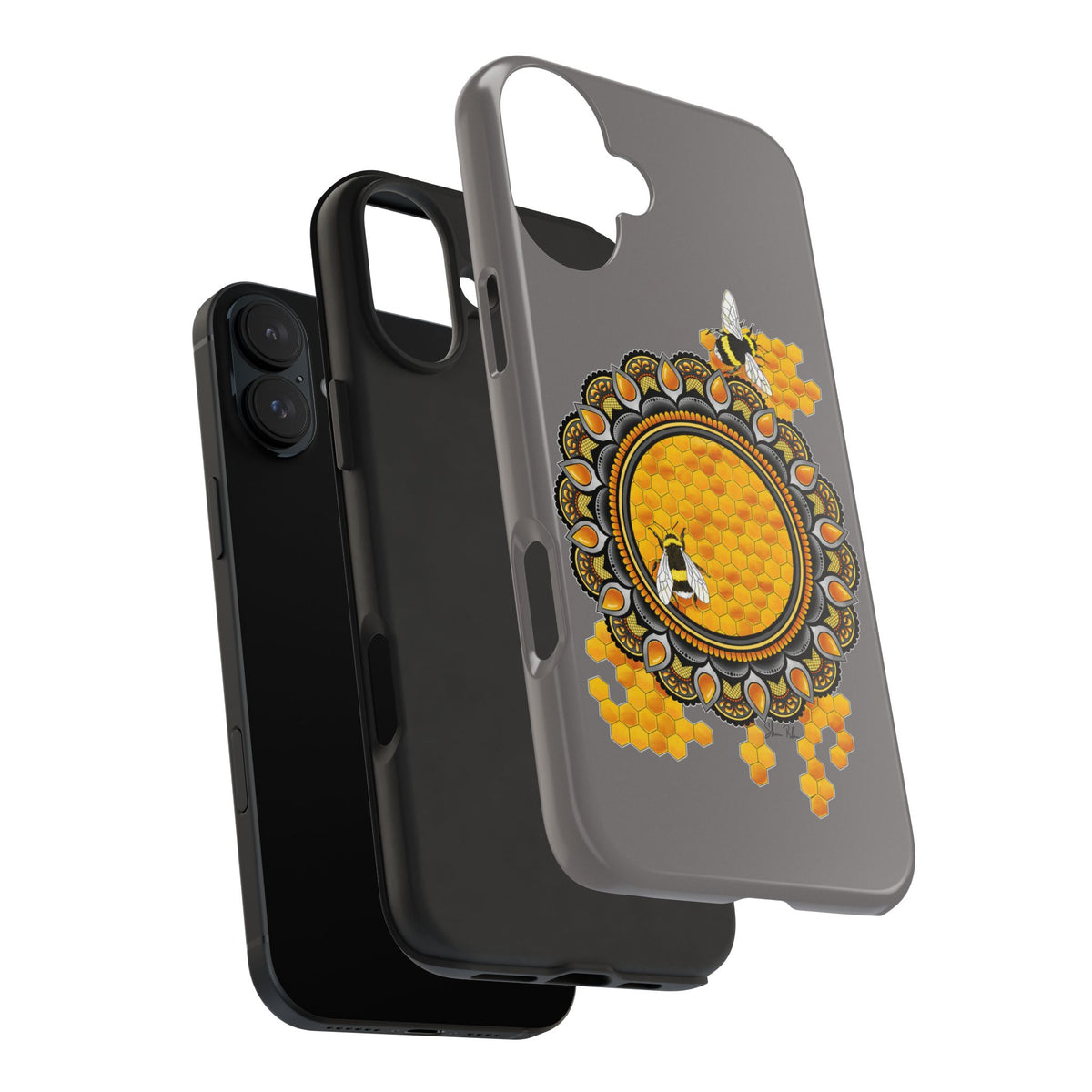 Bee Honeycomb Mandala Tough Phone Case — Artisan Honey Bees Protective Cover