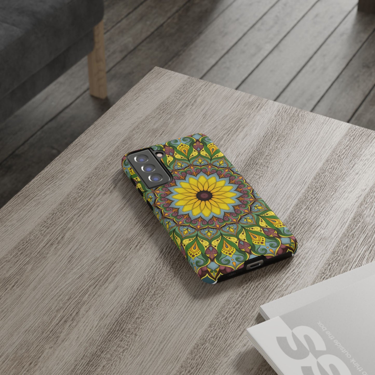"Black Eyed Susan" Mandala Phone Case — Floral Boho Tough Case