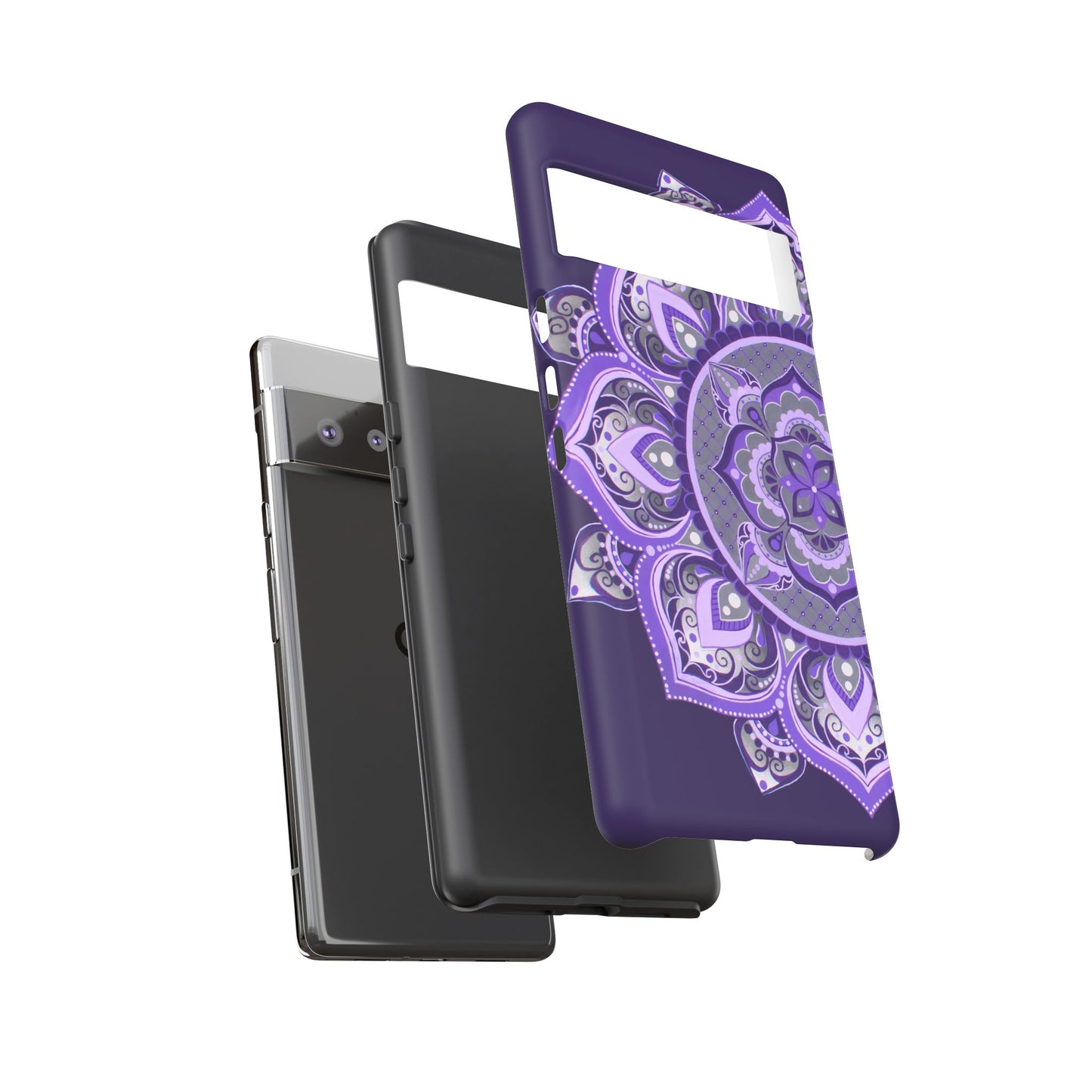 Purple Mandala Tough Phone Case — Protective Floral Boho Phone Cover