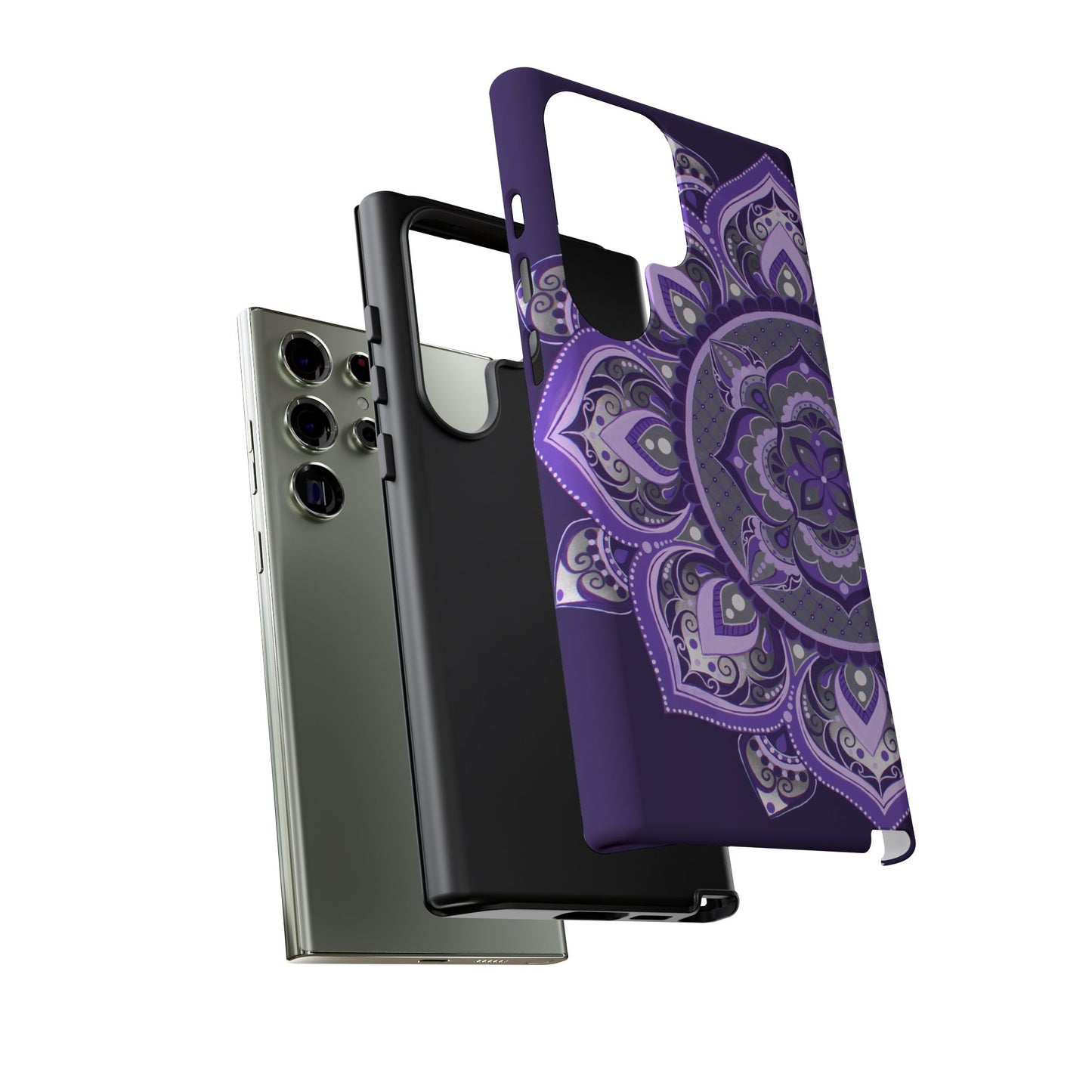 Purple Mandala Tough Phone Case — Protective Floral Boho Phone Cover