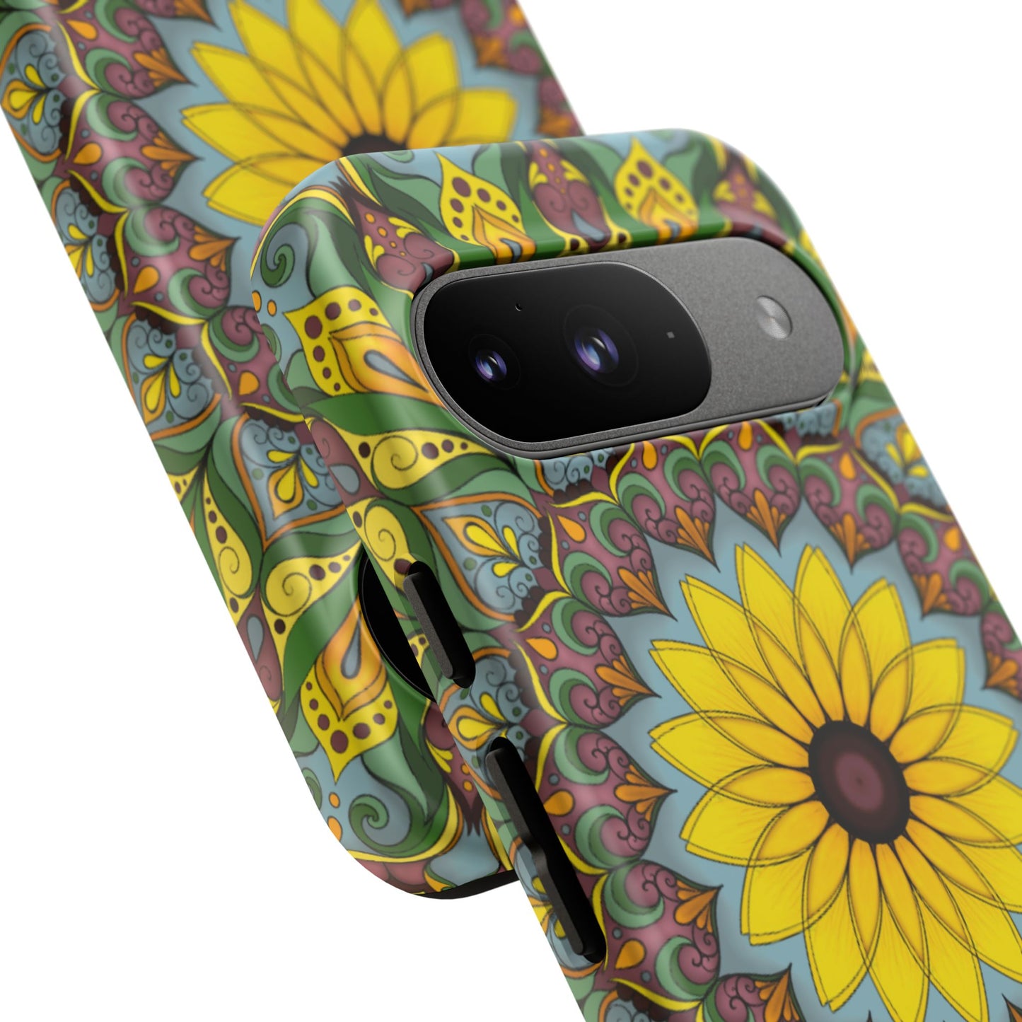 "Black Eyed Susan" Mandala Phone Case — Floral Boho Tough Case