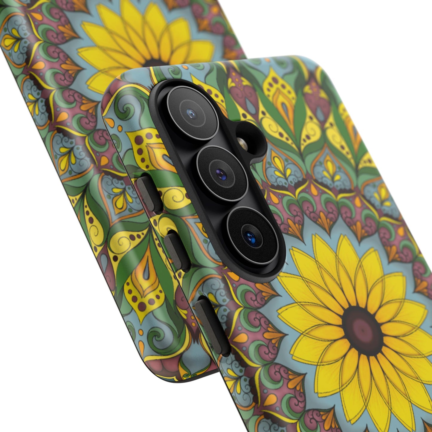 "Black Eyed Susan" Mandala Phone Case — Floral Boho Tough Case