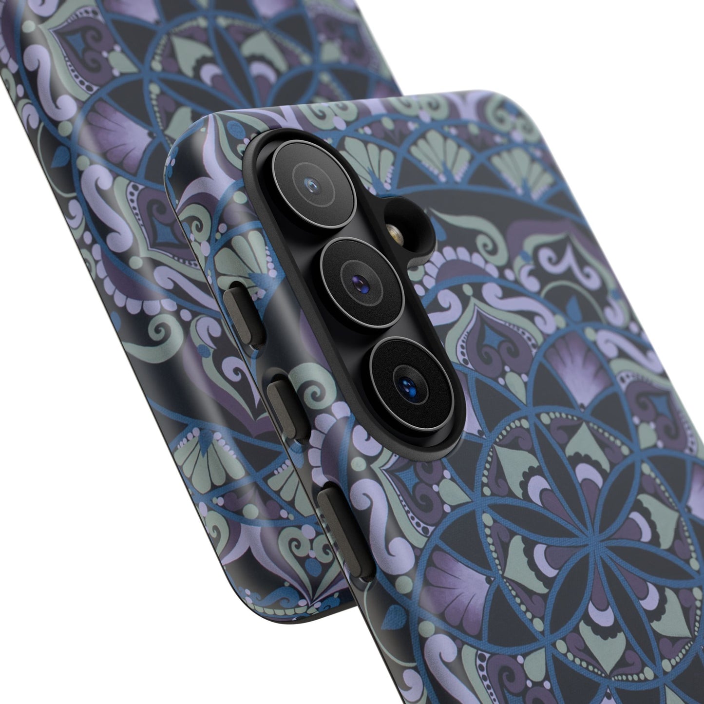 "Wisteria Bloom" Mandala Floral Tough Phone Case — Purple Blue Boho Protective Cover