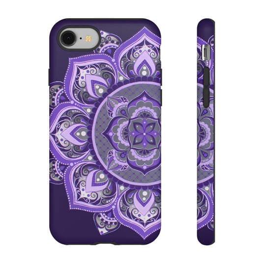 Purple Mandala Tough Phone Case — Protective Floral Boho Phone Cover