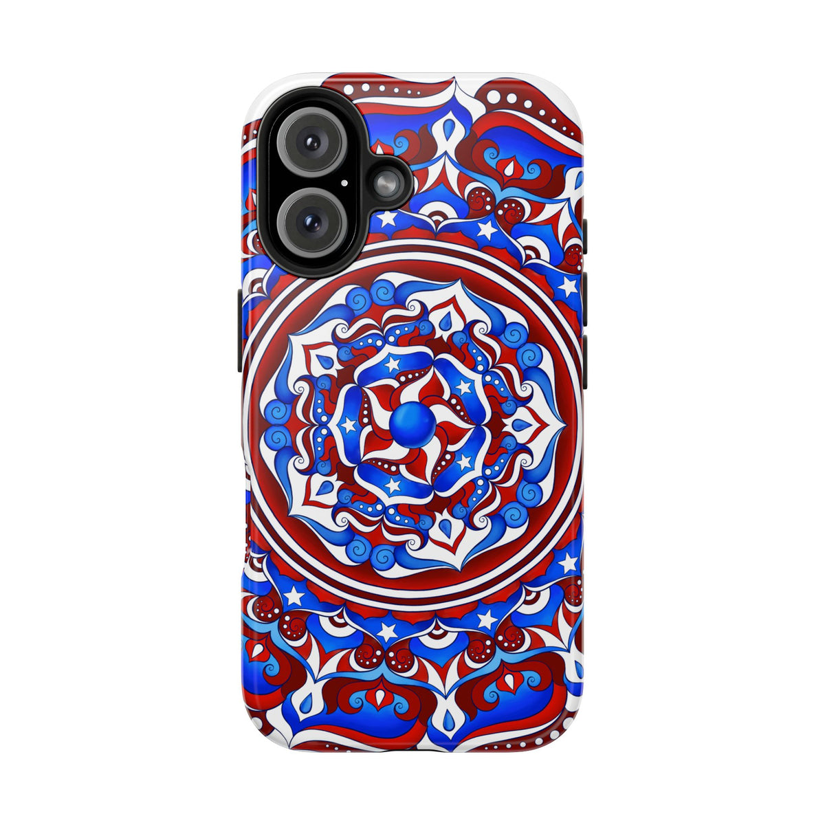 Patriotic Mandala Tough Phone Case — Red White & Blue Boho Cover | 250th Anniversary Gift