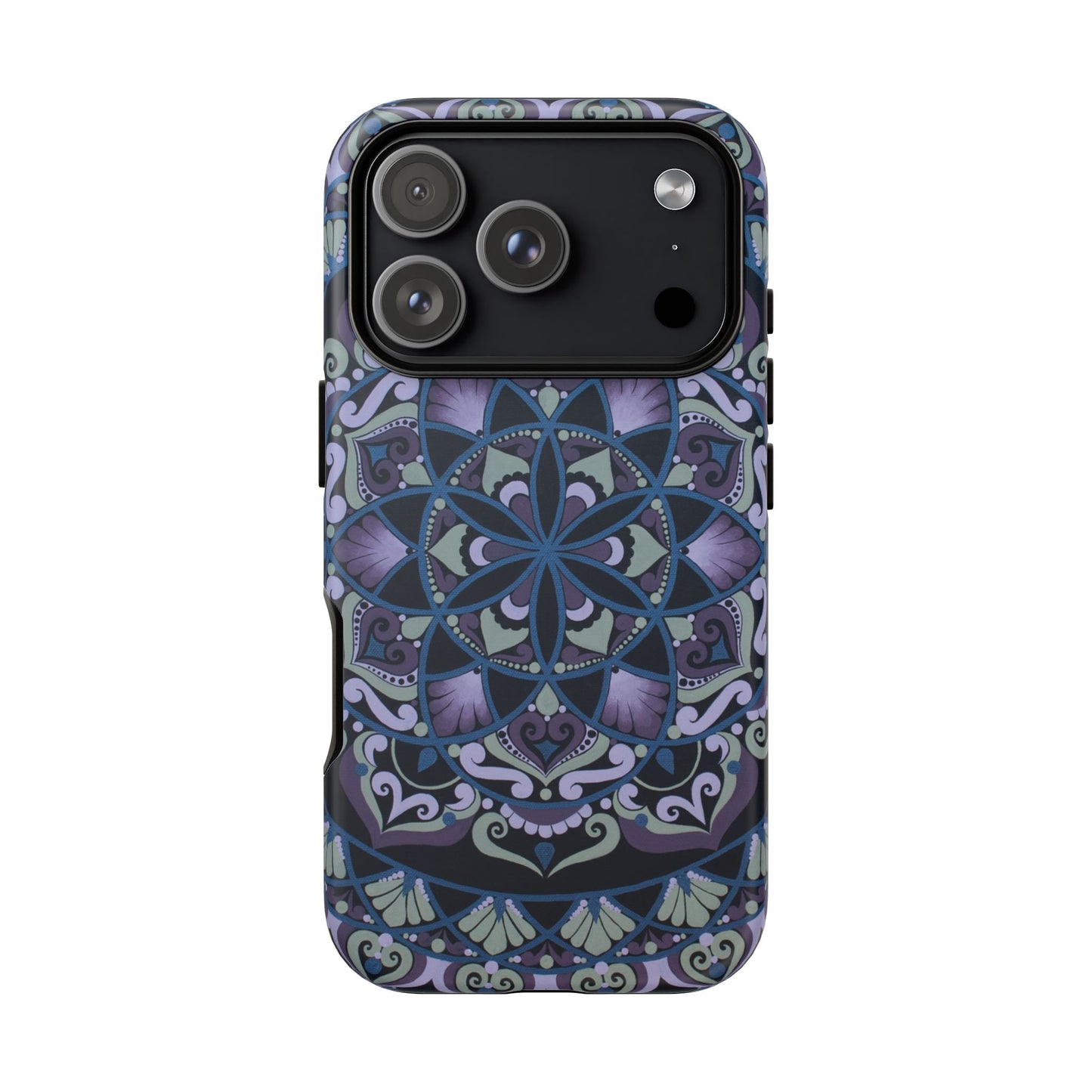 "Wisteria Bloom" Mandala Floral Tough Phone Case — Purple Blue Boho Protective Cover