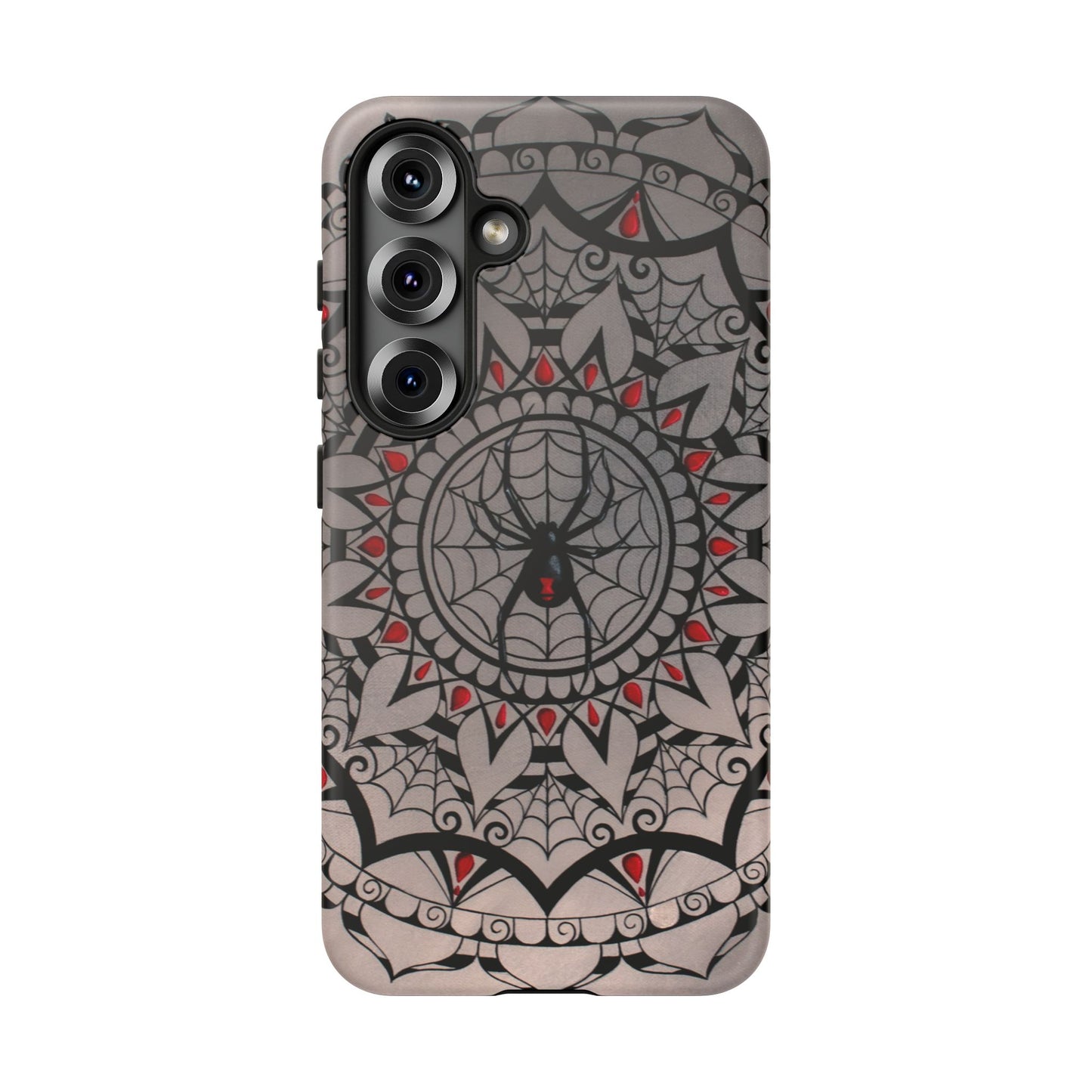Mandala Spider Tough Phone Case - Gothic Red & Black Protective Cover