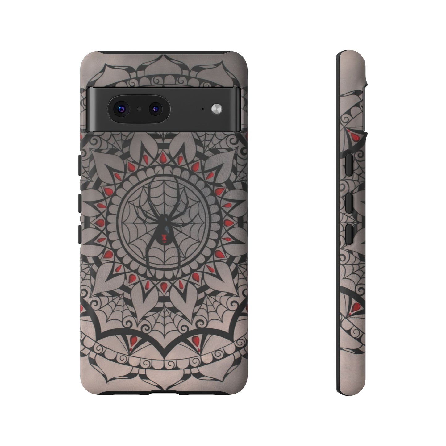 Mandala Spider Tough Phone Case - Gothic Red & Black Protective Cover