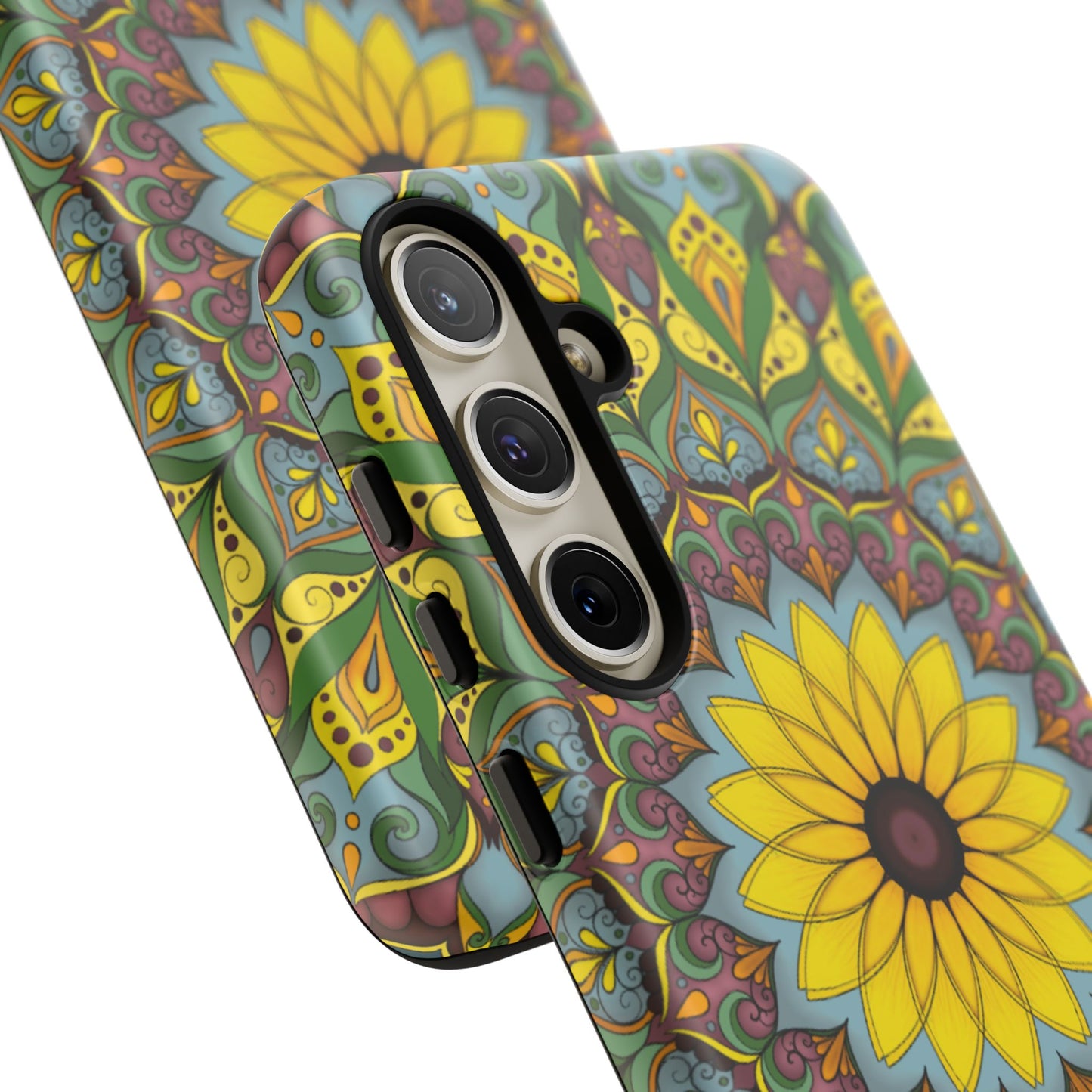 "Black Eyed Susan" Mandala Phone Case — Floral Boho Tough Case