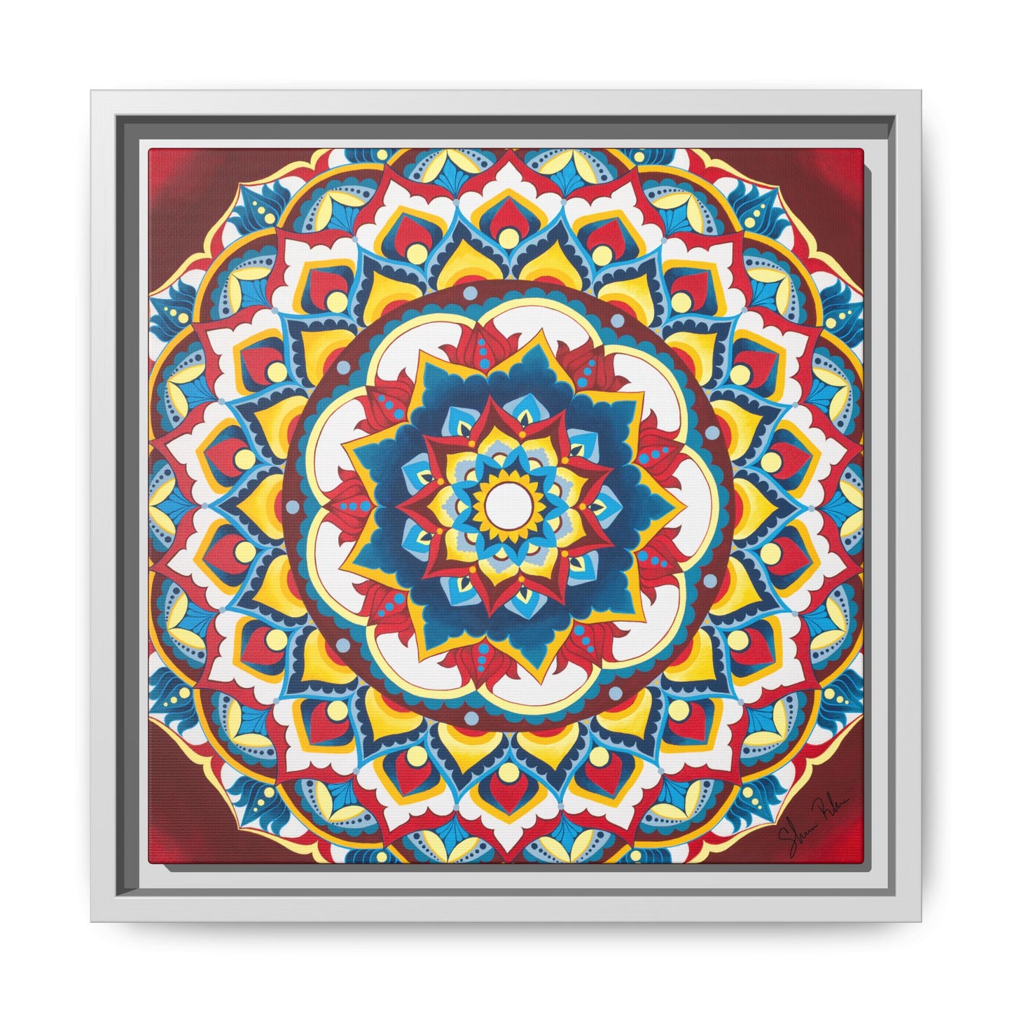 Azul Morning Mandala Matte Canvas Framed Wall Art