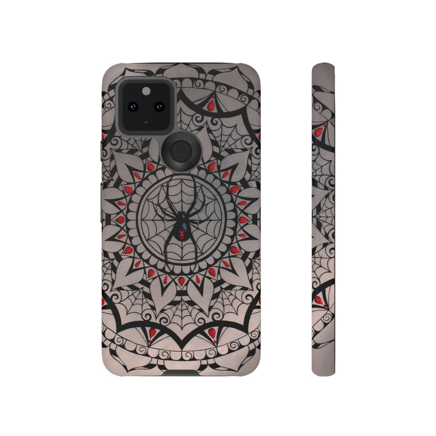 Mandala Spider Tough Phone Case - Gothic Red & Black Protective Cover