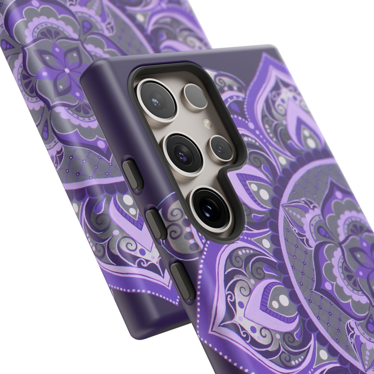 Purple Mandala Tough Phone Case — Protective Floral Boho Phone Cover