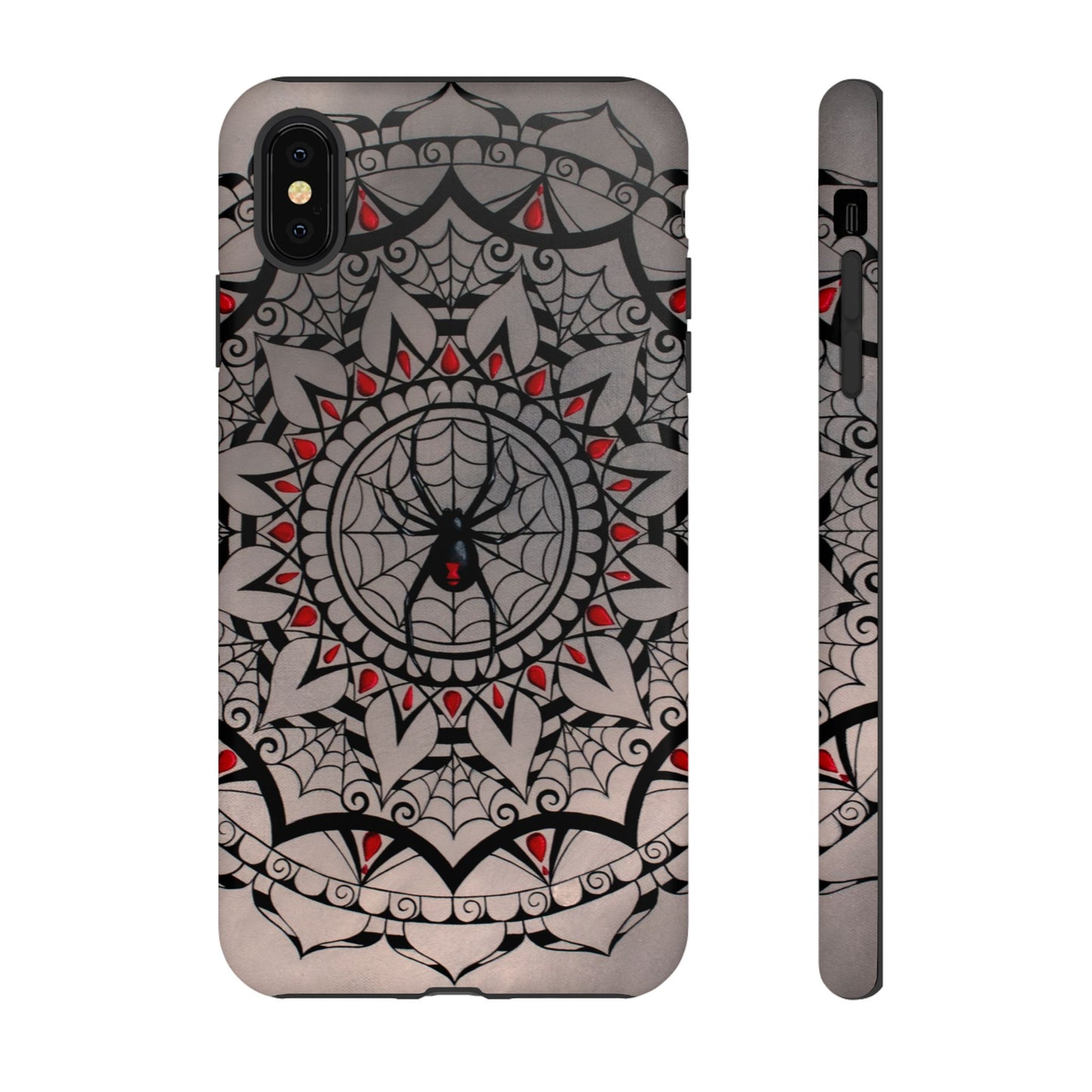 Mandala Spider Tough Phone Case - Gothic Red & Black Protective Cover