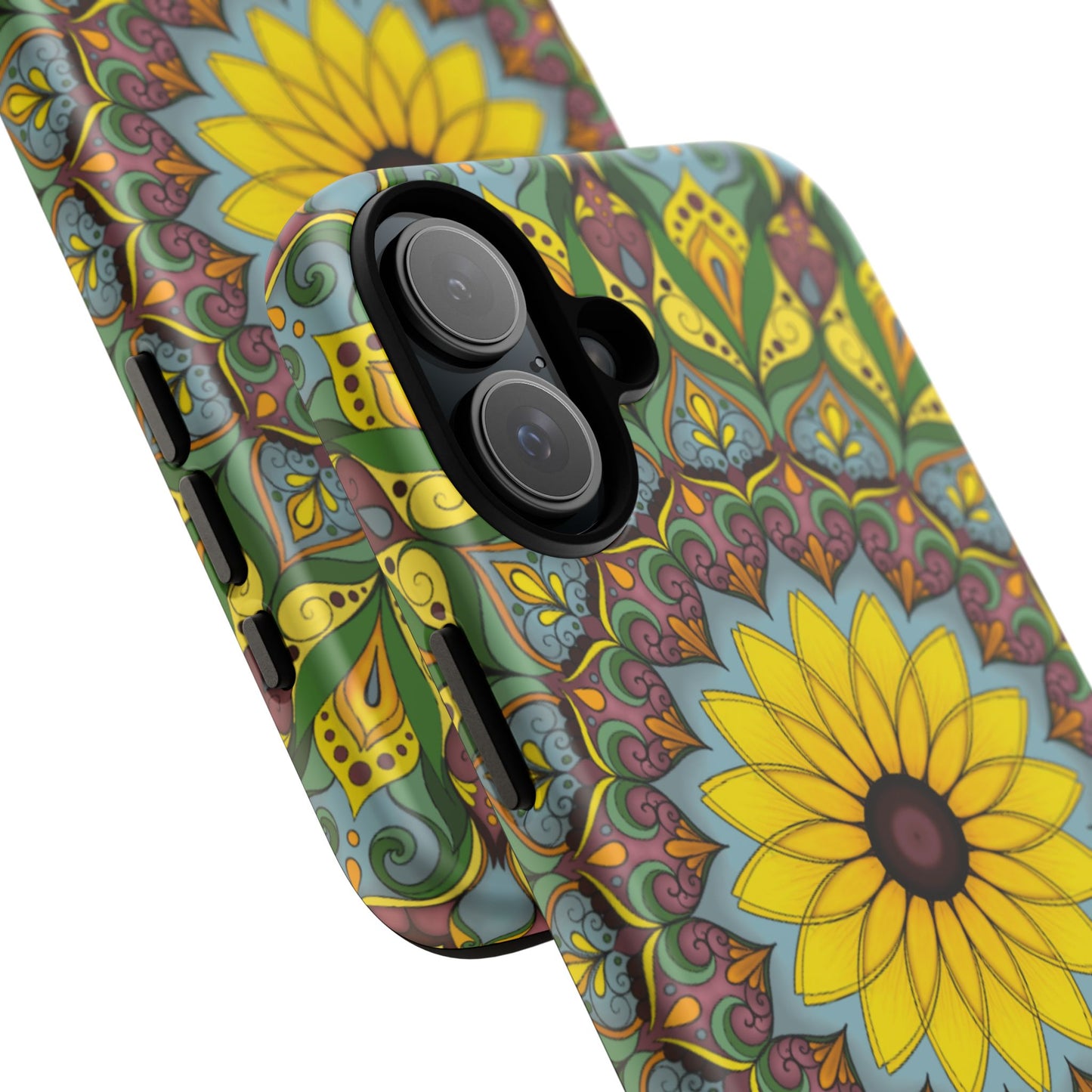 "Black Eyed Susan" Mandala Phone Case — Floral Boho Tough Case