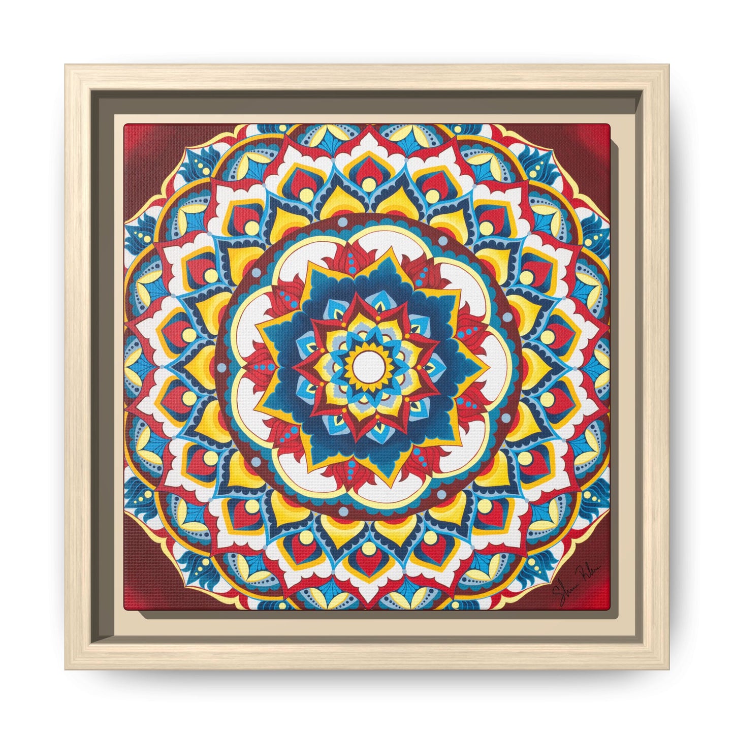 Azul Morning Mandala Matte Canvas Framed Wall Art