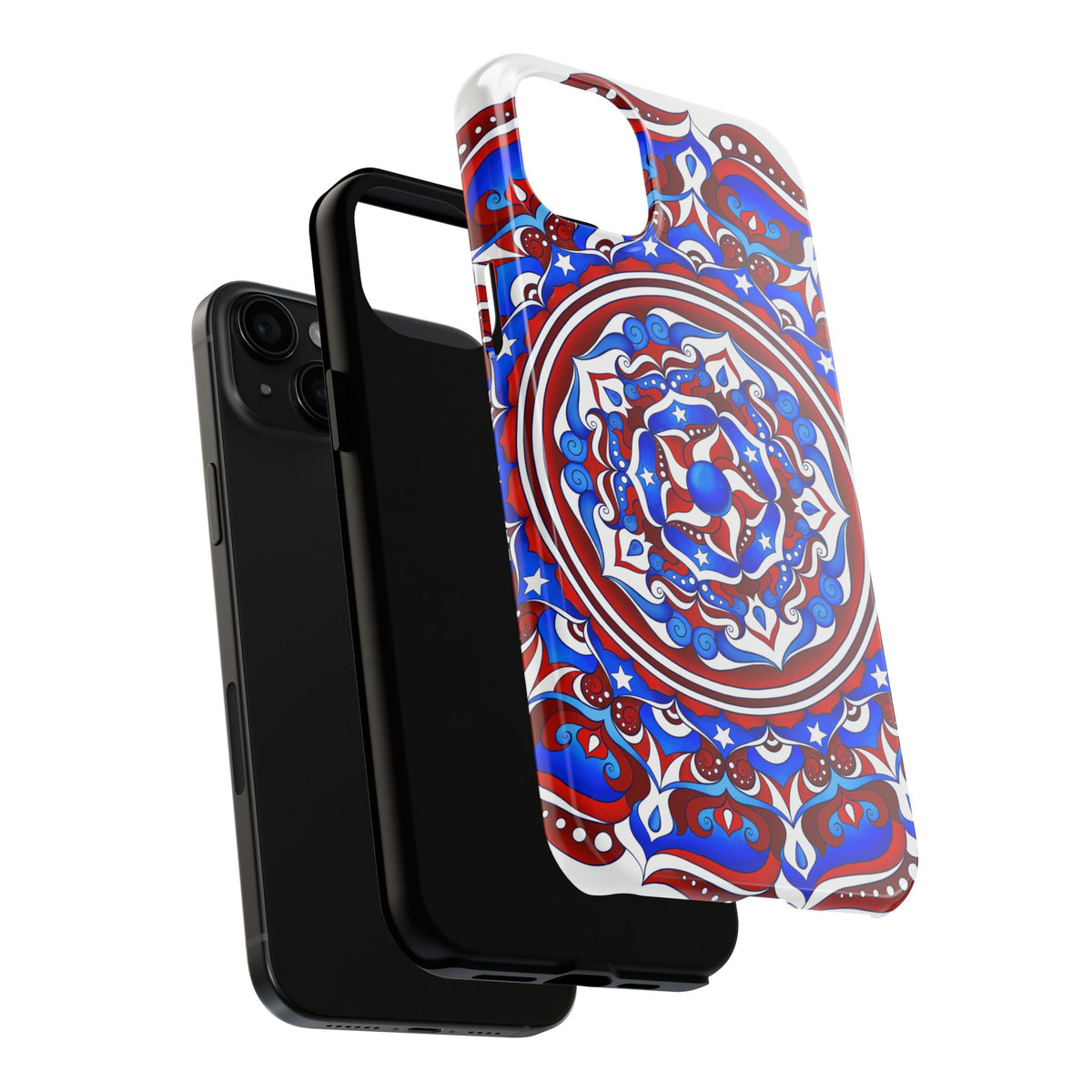 Patriotic Mandala Tough Phone Case — Red White & Blue Boho Cover | 250th Anniversary Gift