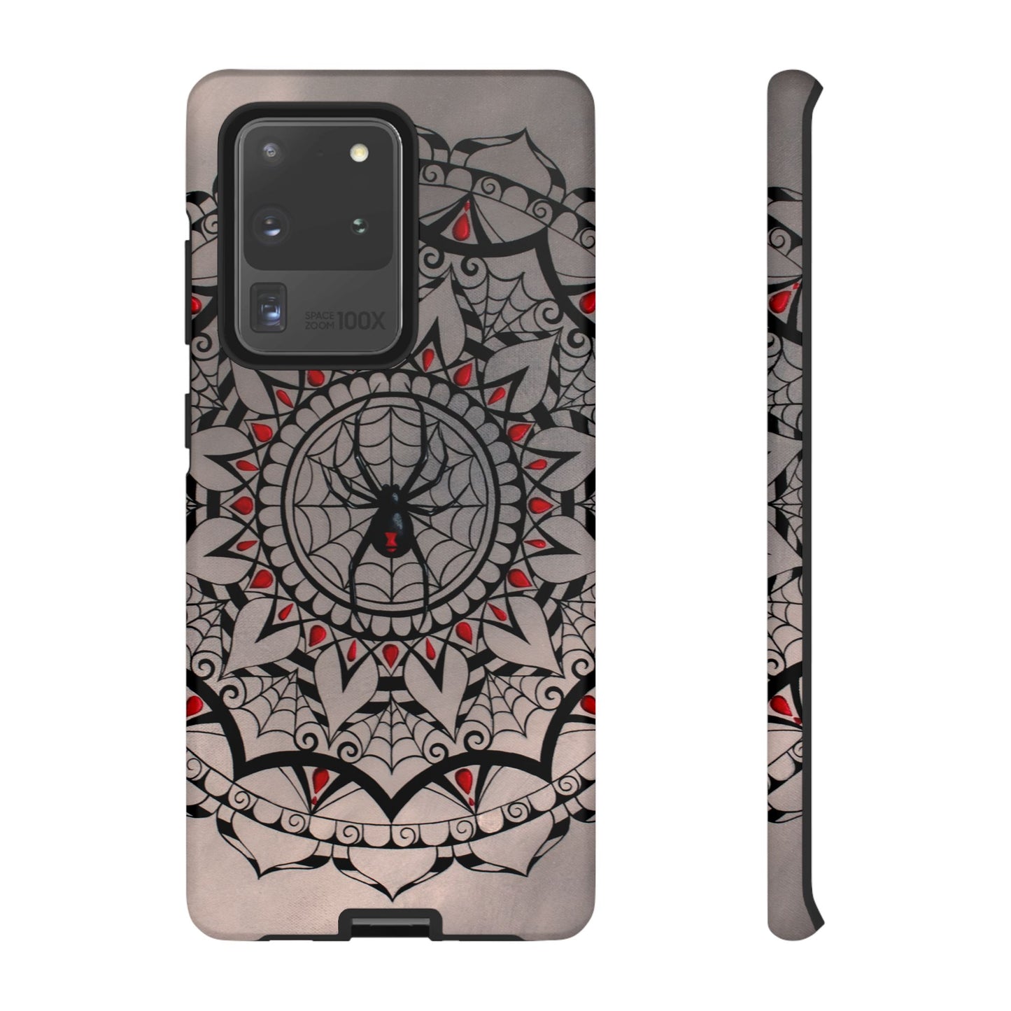 Mandala Spider Tough Phone Case - Gothic Red & Black Protective Cover