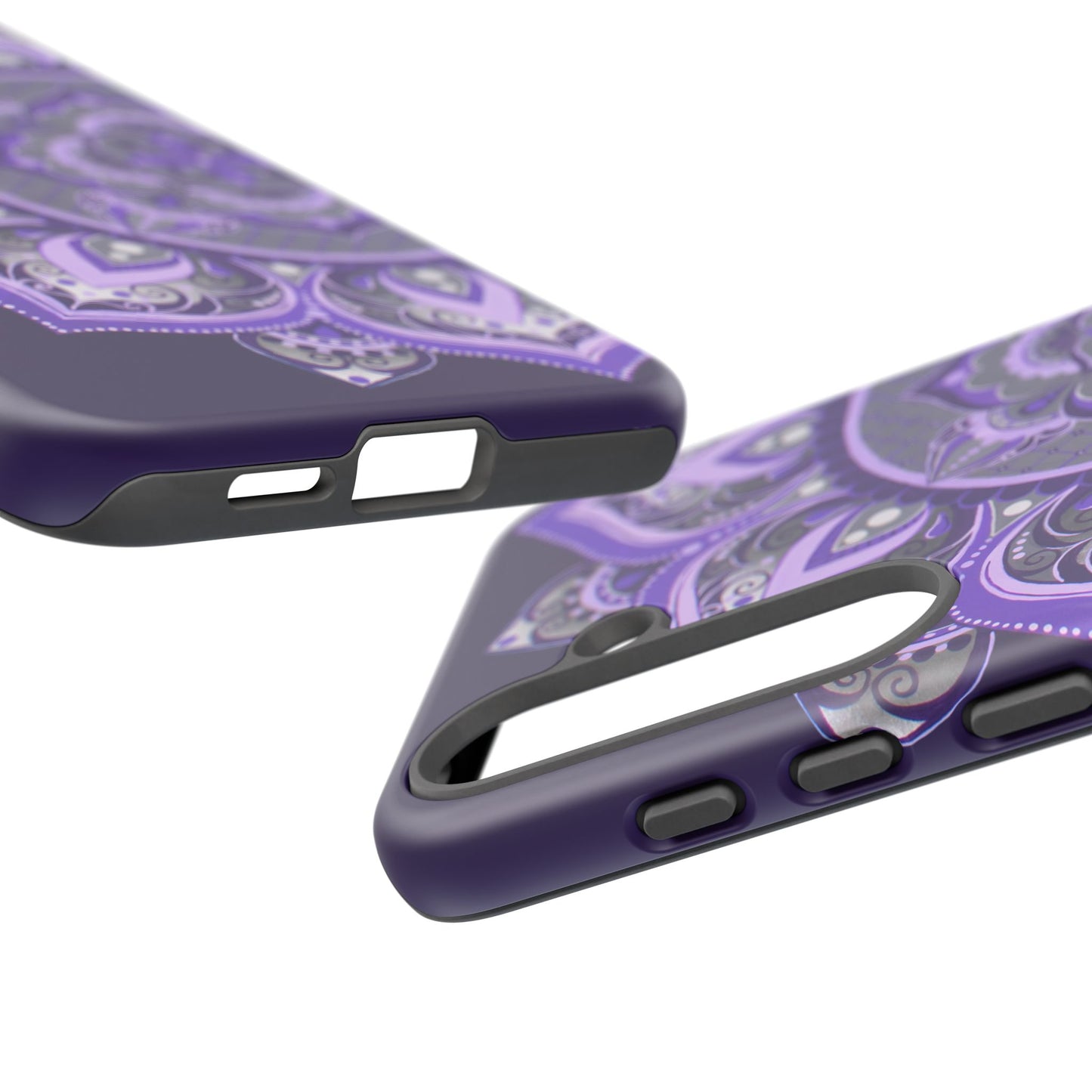 Purple Mandala Tough Phone Case — Protective Floral Boho Phone Cover