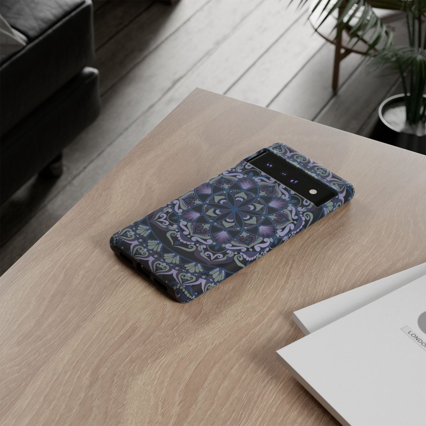 "Wisteria Bloom" Mandala Floral Tough Phone Case — Purple Blue Boho Protective Cover