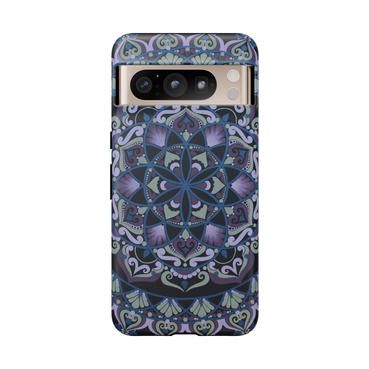 "Wisteria Bloom" Mandala Floral Tough Phone Case — Purple Blue Boho Protective Cover