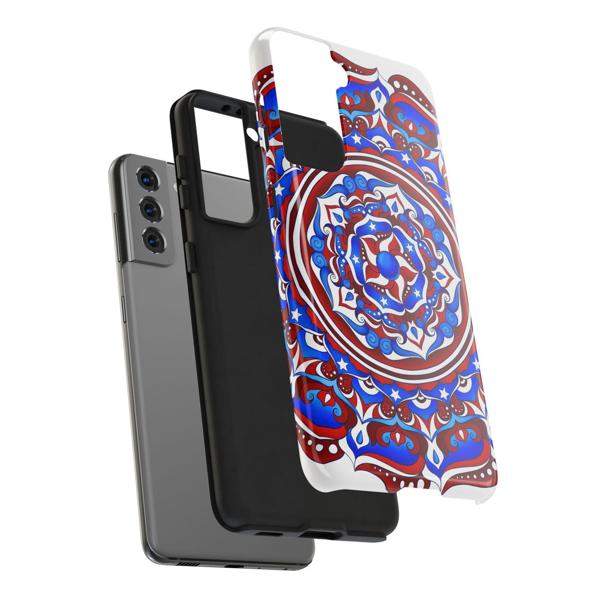 Patriotic Mandala Tough Phone Case — Red White & Blue Boho Cover | 250th Anniversary Gift