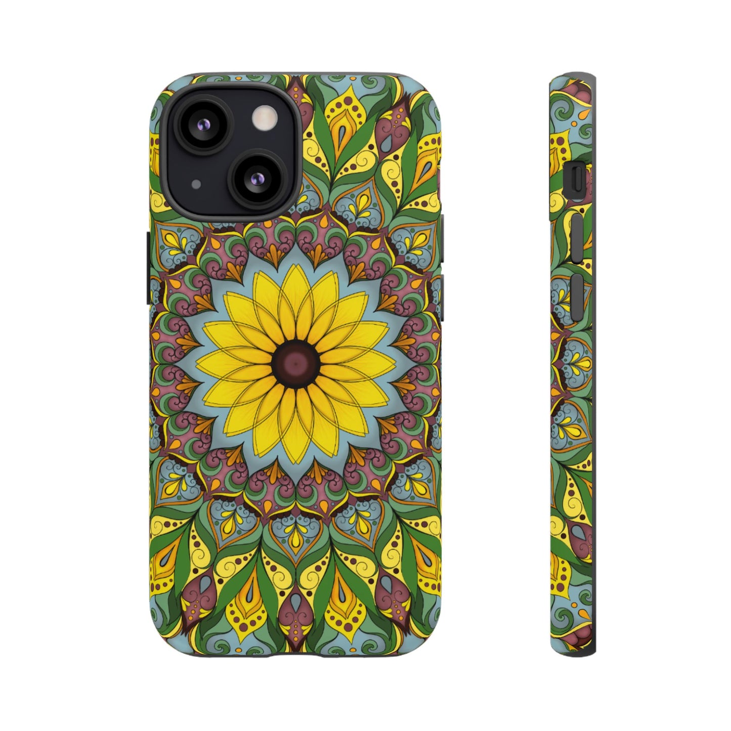 "Black Eyed Susan" Mandala Phone Case — Floral Boho Tough Case
