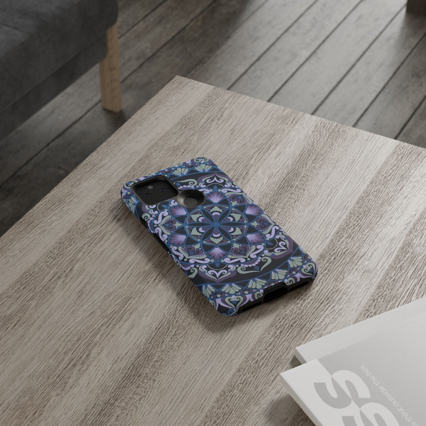 "Wisteria Bloom" Mandala Floral Tough Phone Case — Purple Blue Boho Protective Cover