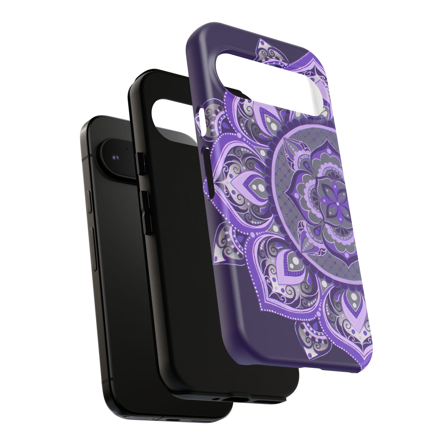 Purple Mandala Tough Phone Case — Protective Floral Boho Phone Cover