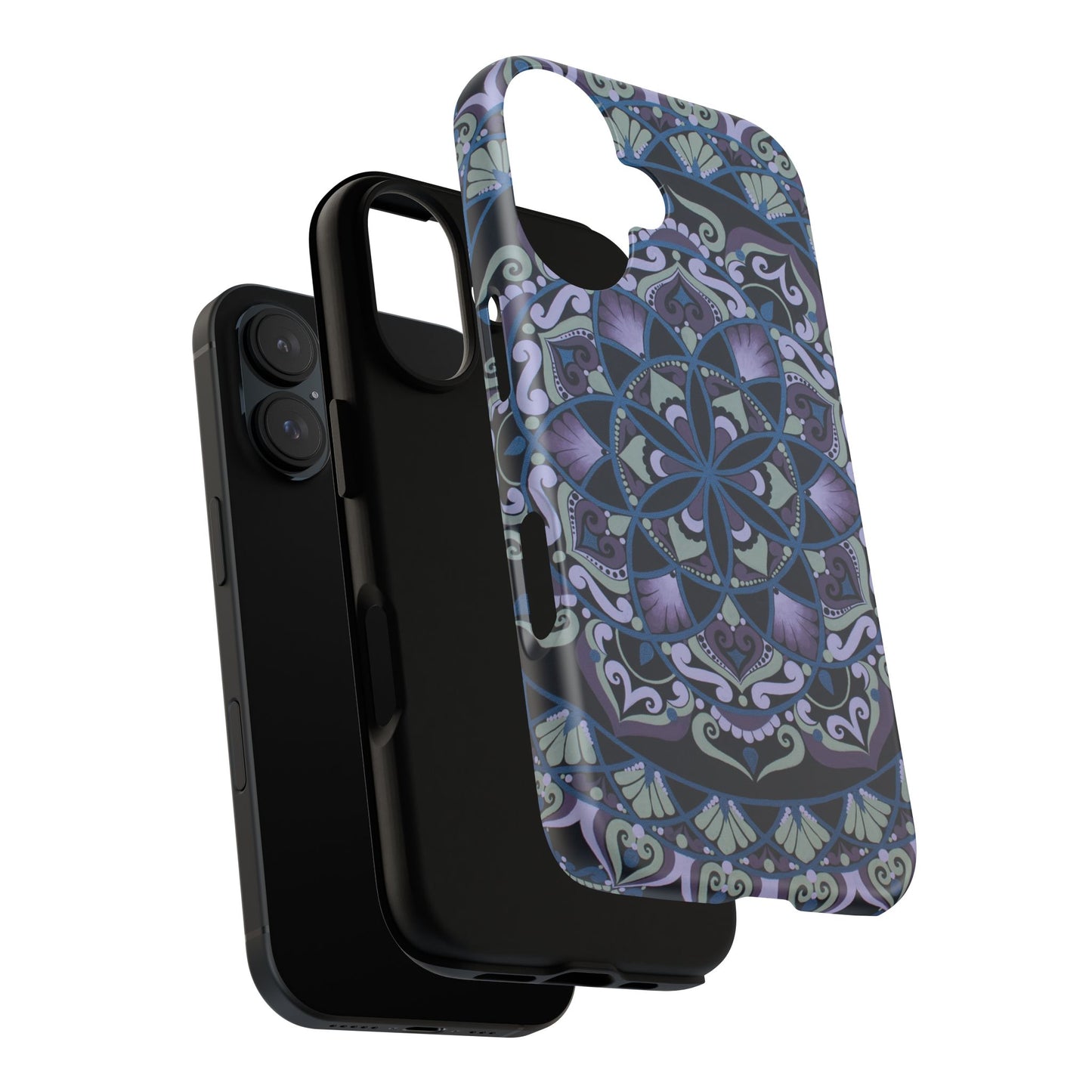 "Wisteria Bloom" Mandala Floral Tough Phone Case — Purple Blue Boho Protective Cover