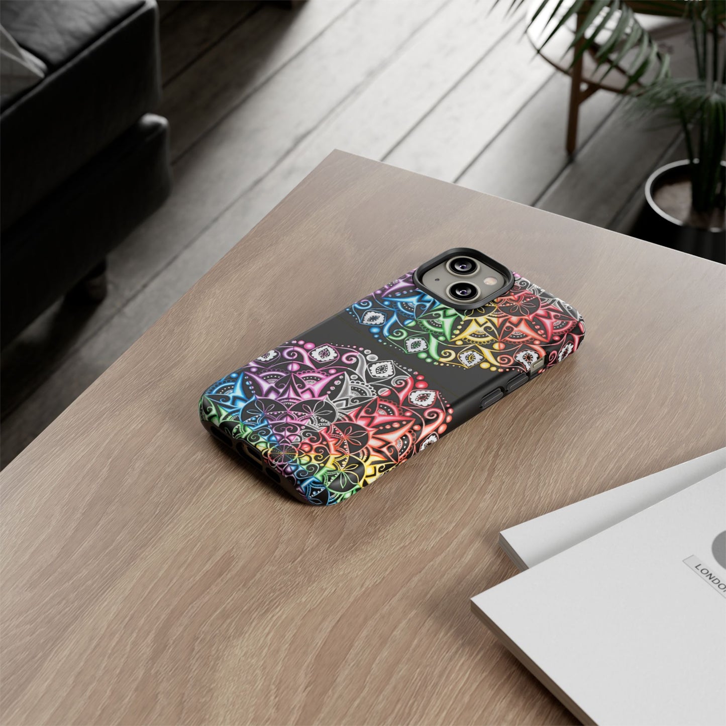Mandala Rainbow Tough Phone Case — Colorful Boho Protective Case