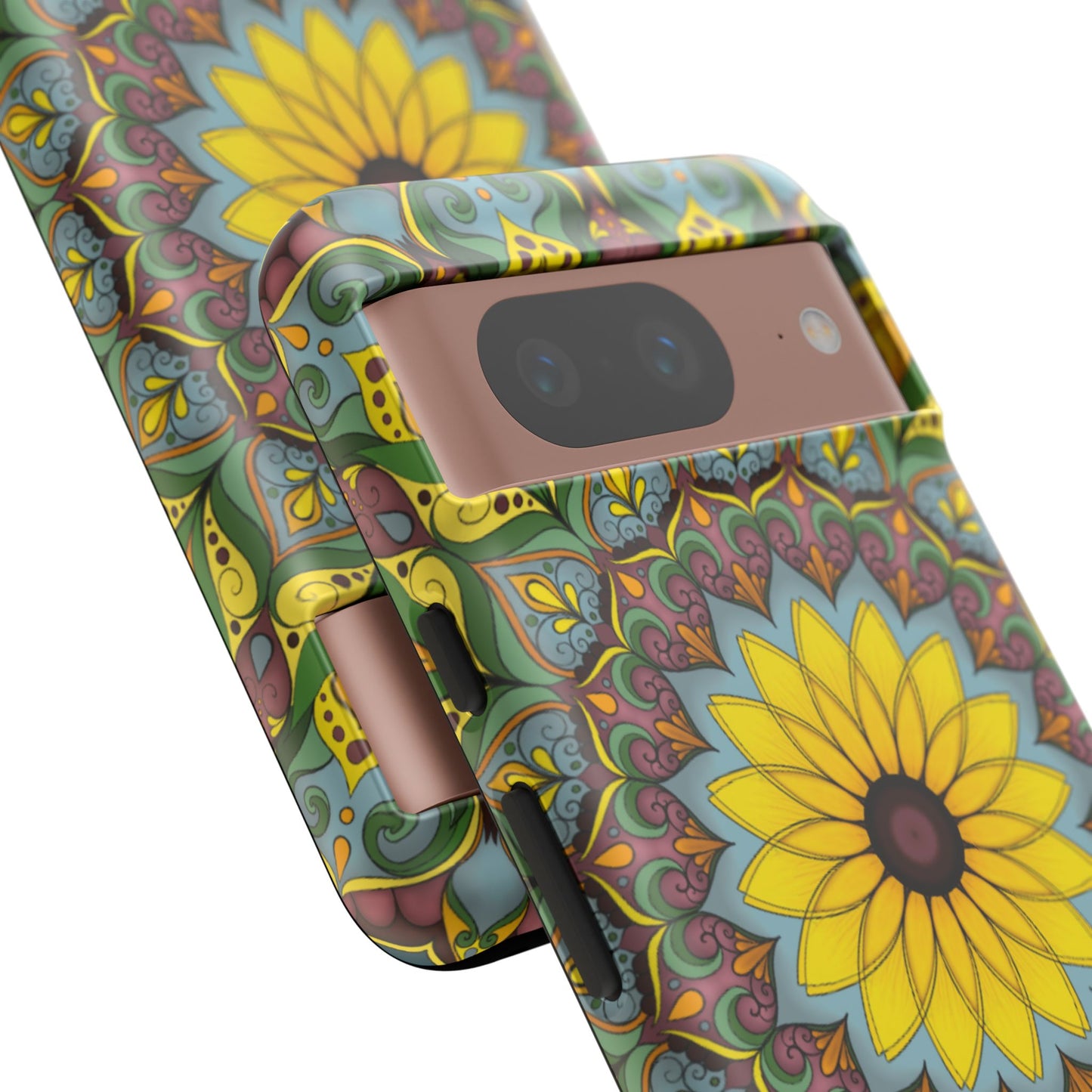 "Black Eyed Susan" Mandala Phone Case — Floral Boho Tough Case