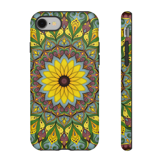 "Black Eyed Susan" Mandala Phone Case — Floral Boho Tough Case