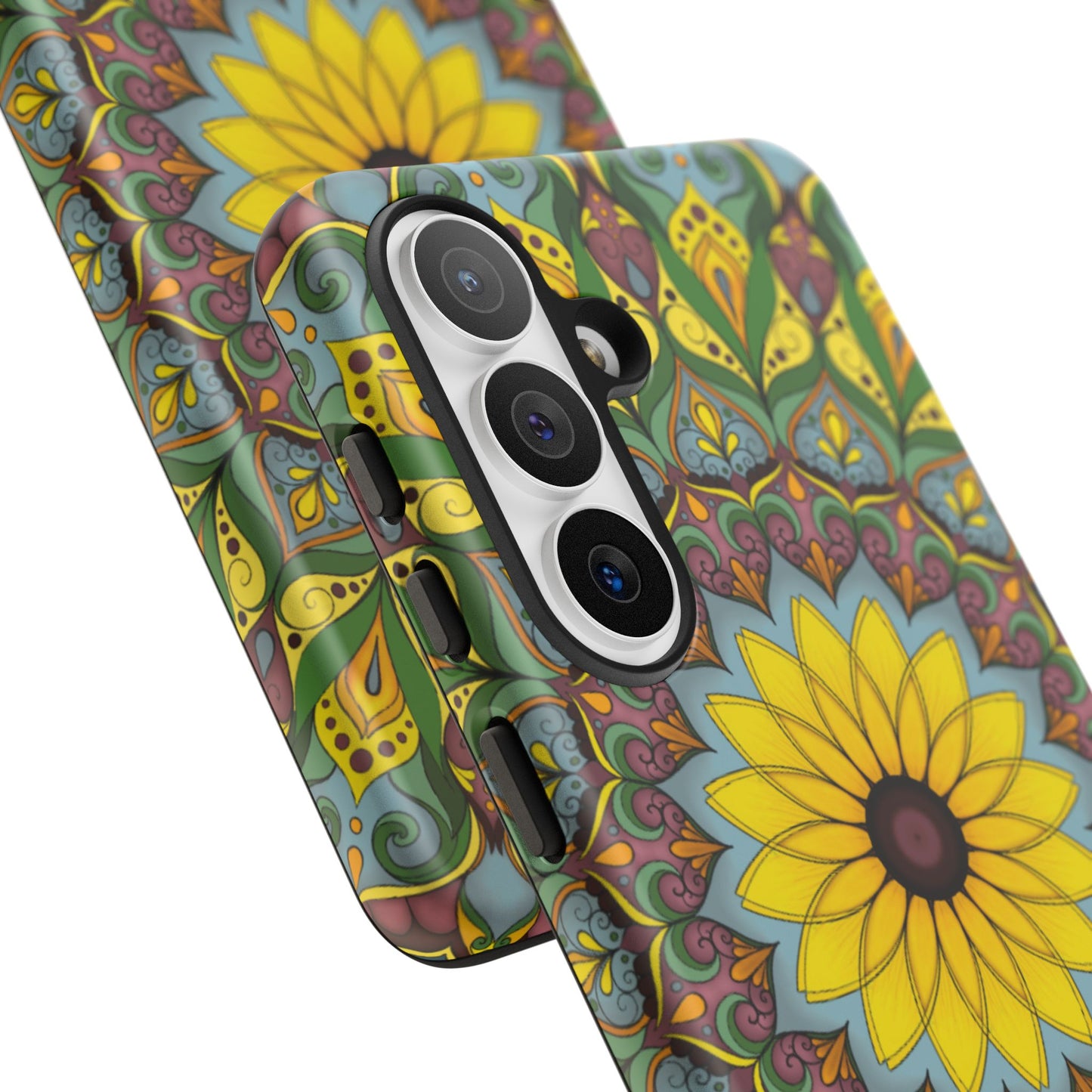 "Black Eyed Susan" Mandala Phone Case — Floral Boho Tough Case