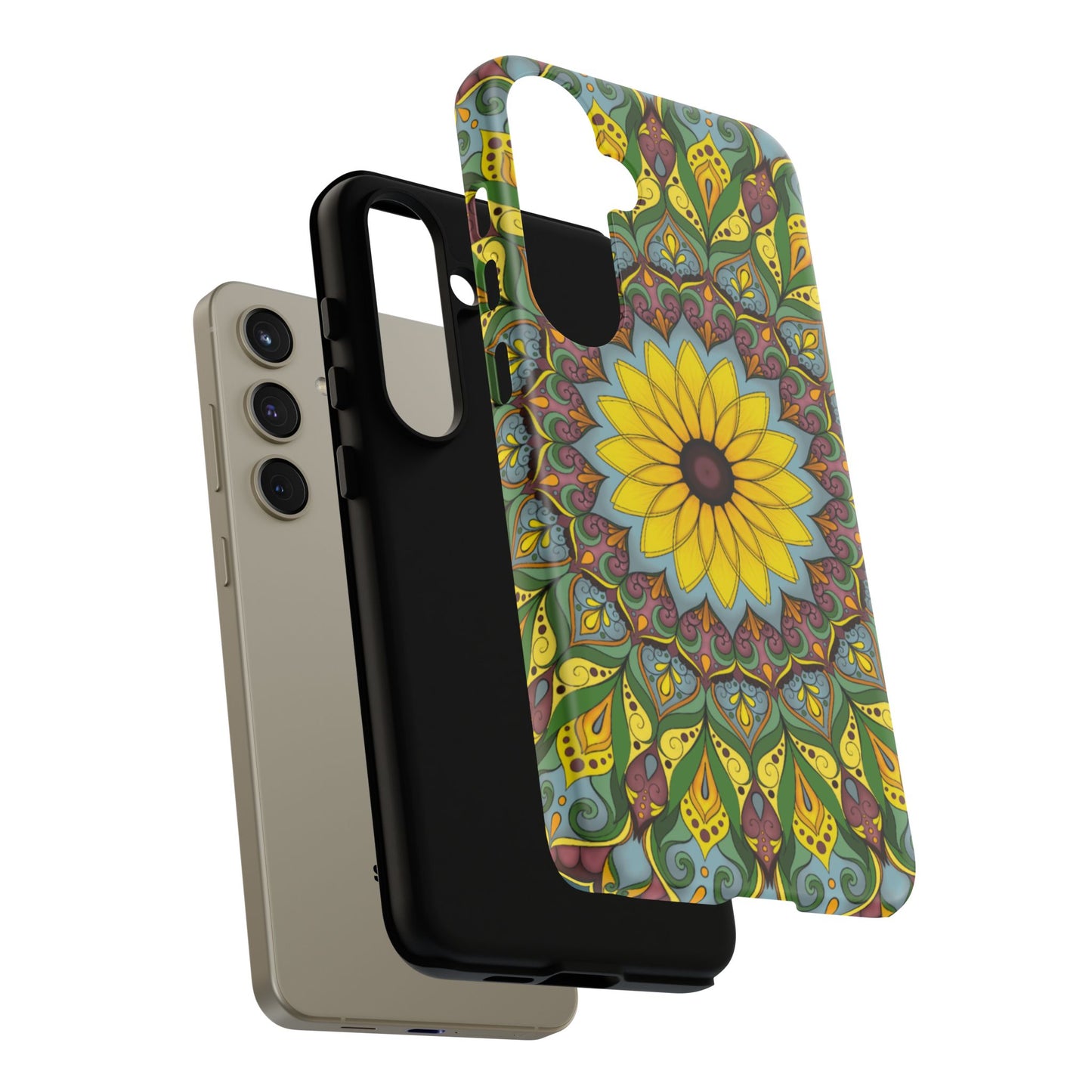 "Black Eyed Susan" Mandala Phone Case — Floral Boho Tough Case