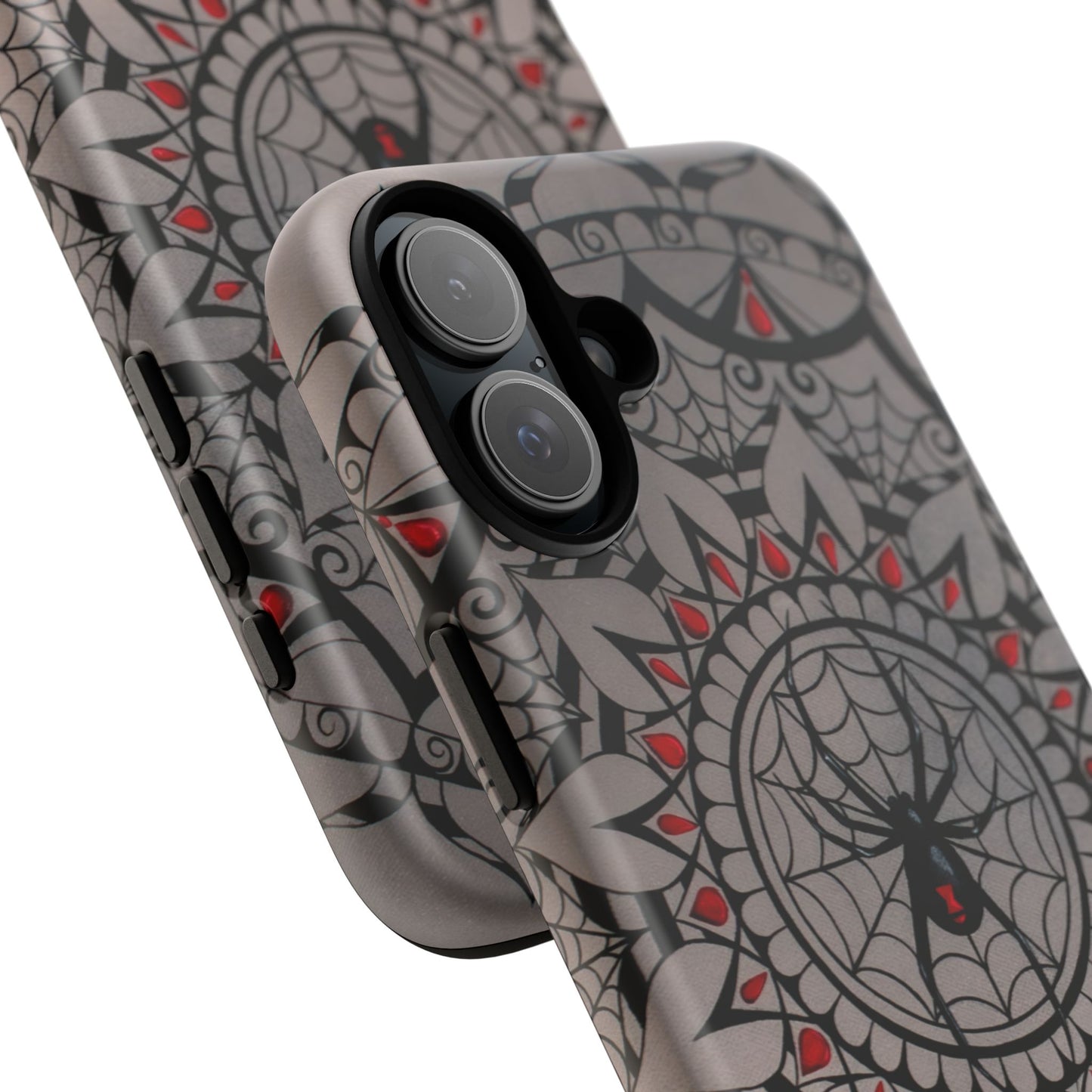 Mandala Spider Tough Phone Case - Gothic Red & Black Protective Cover