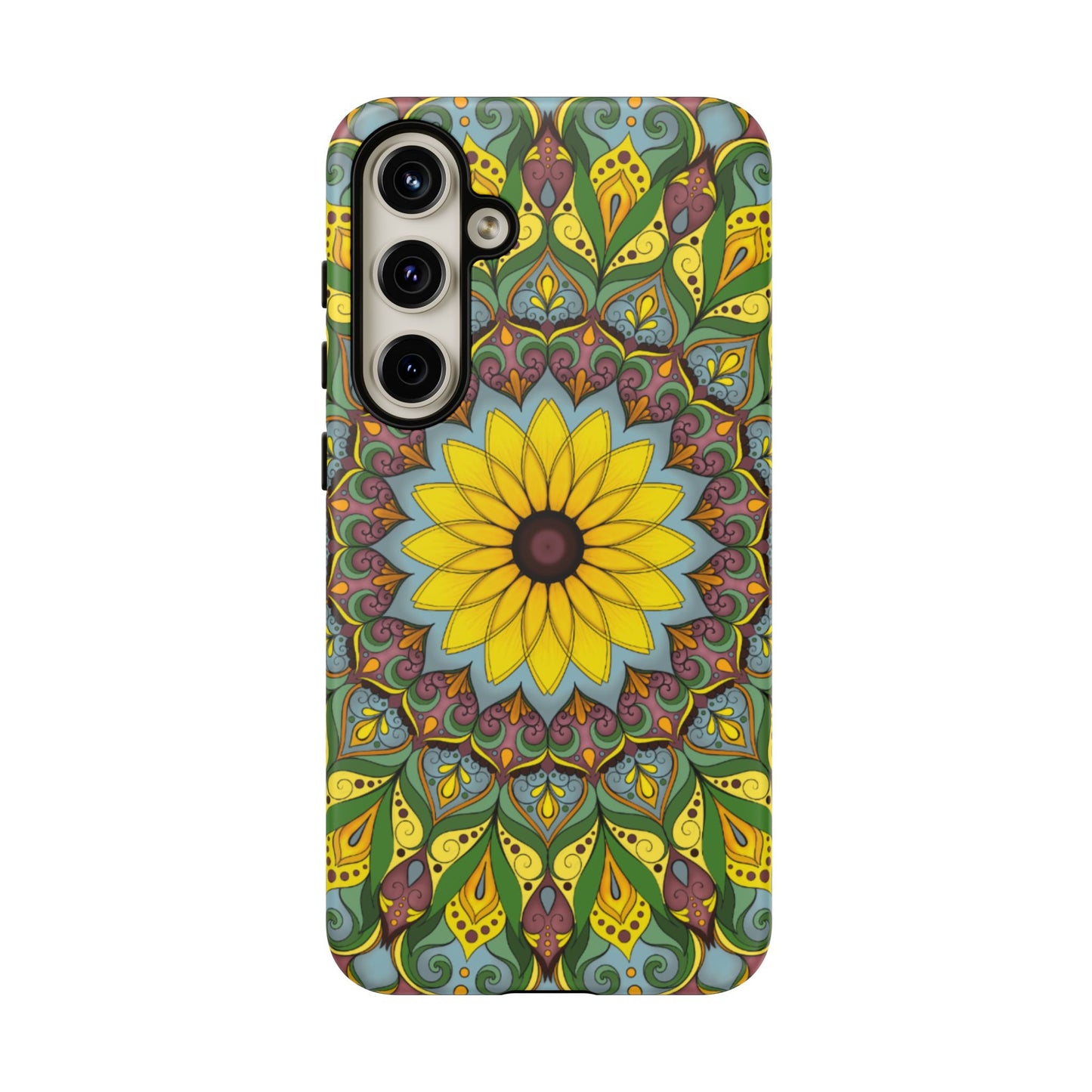 "Black Eyed Susan" Mandala Phone Case — Floral Boho Tough Case