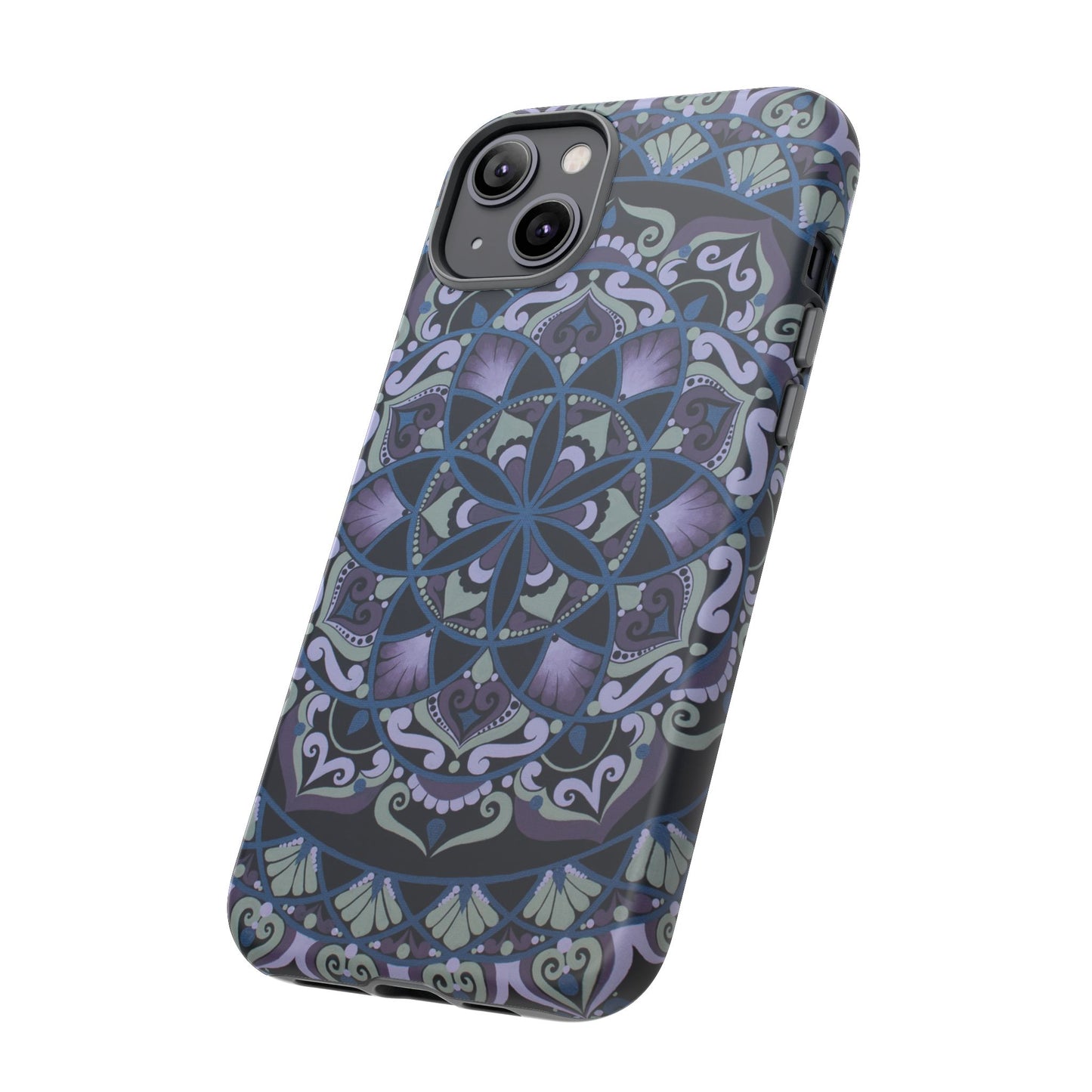 "Wisteria Bloom" Mandala Floral Tough Phone Case — Purple Blue Boho Protective Cover