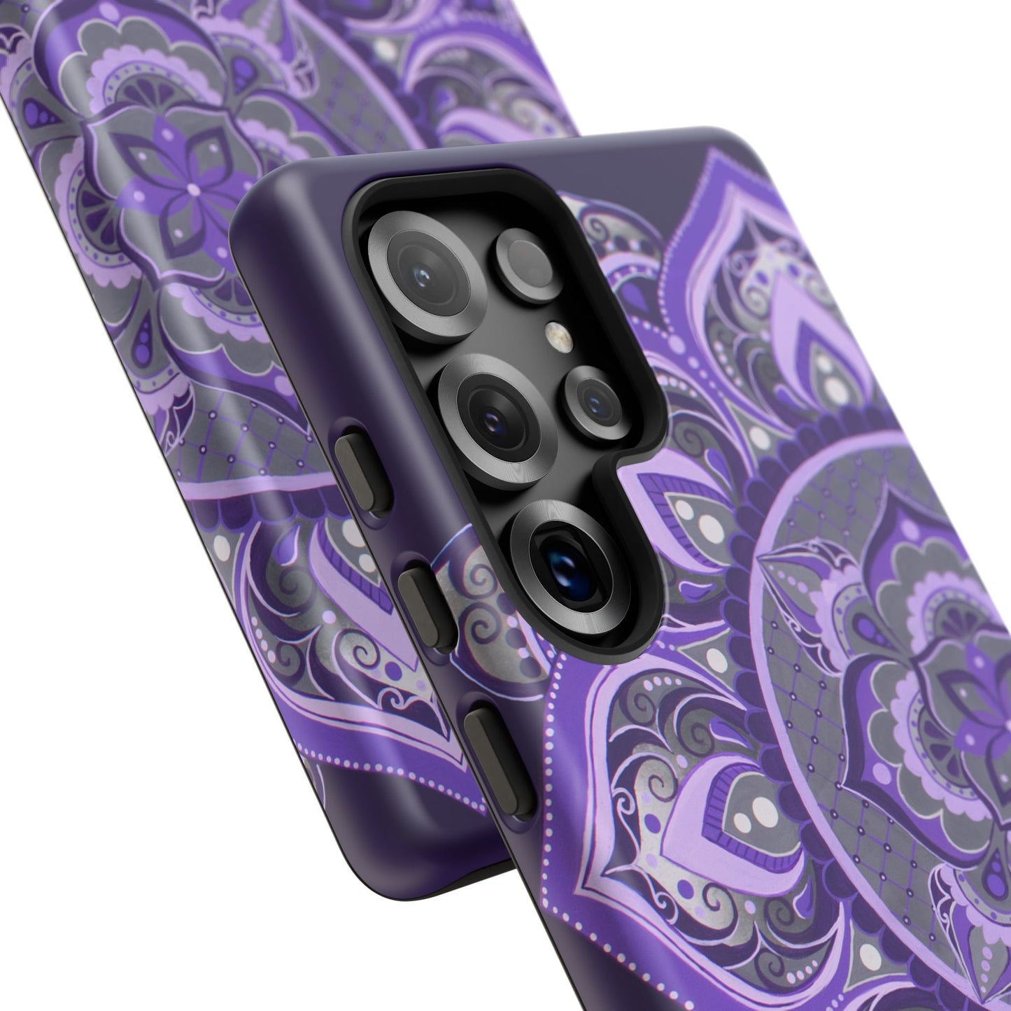 Purple Mandala Tough Phone Case — Protective Floral Boho Phone Cover