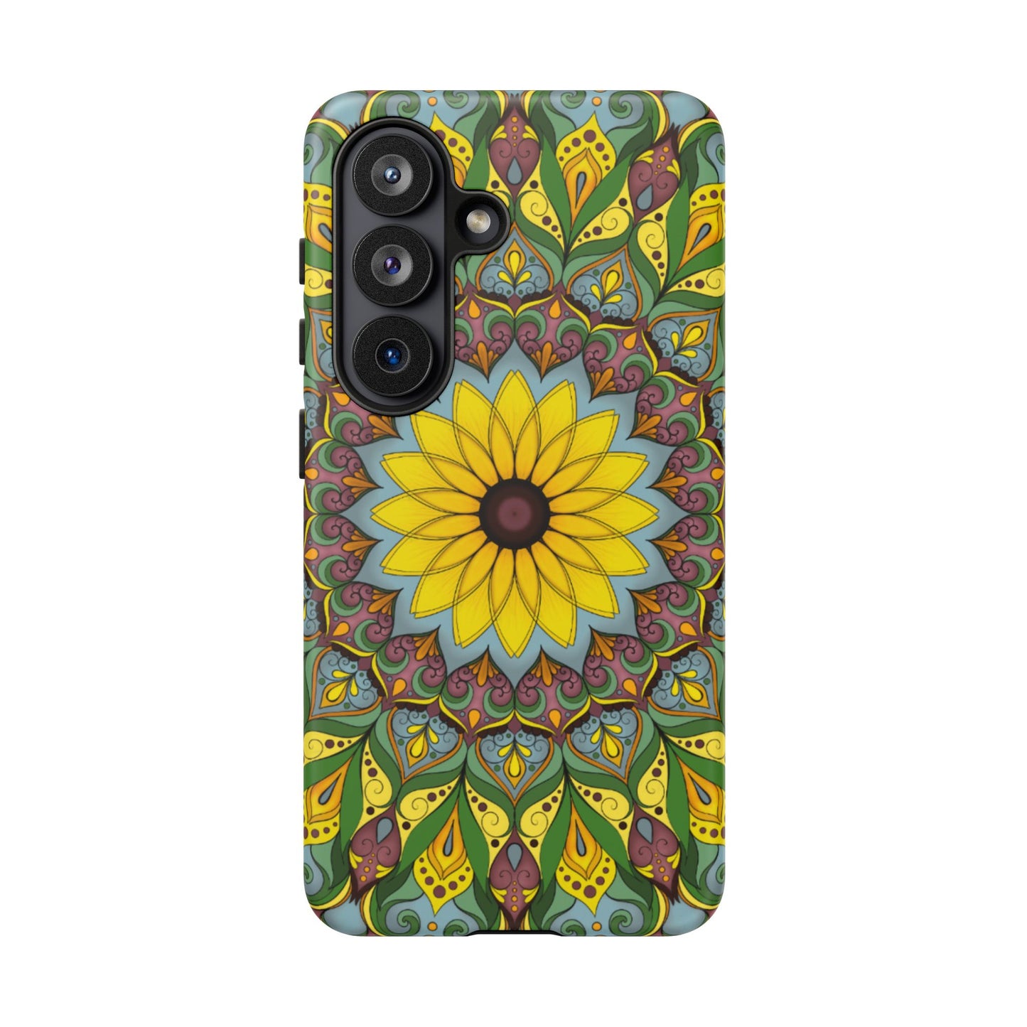 "Black Eyed Susan" Mandala Phone Case — Floral Boho Tough Case