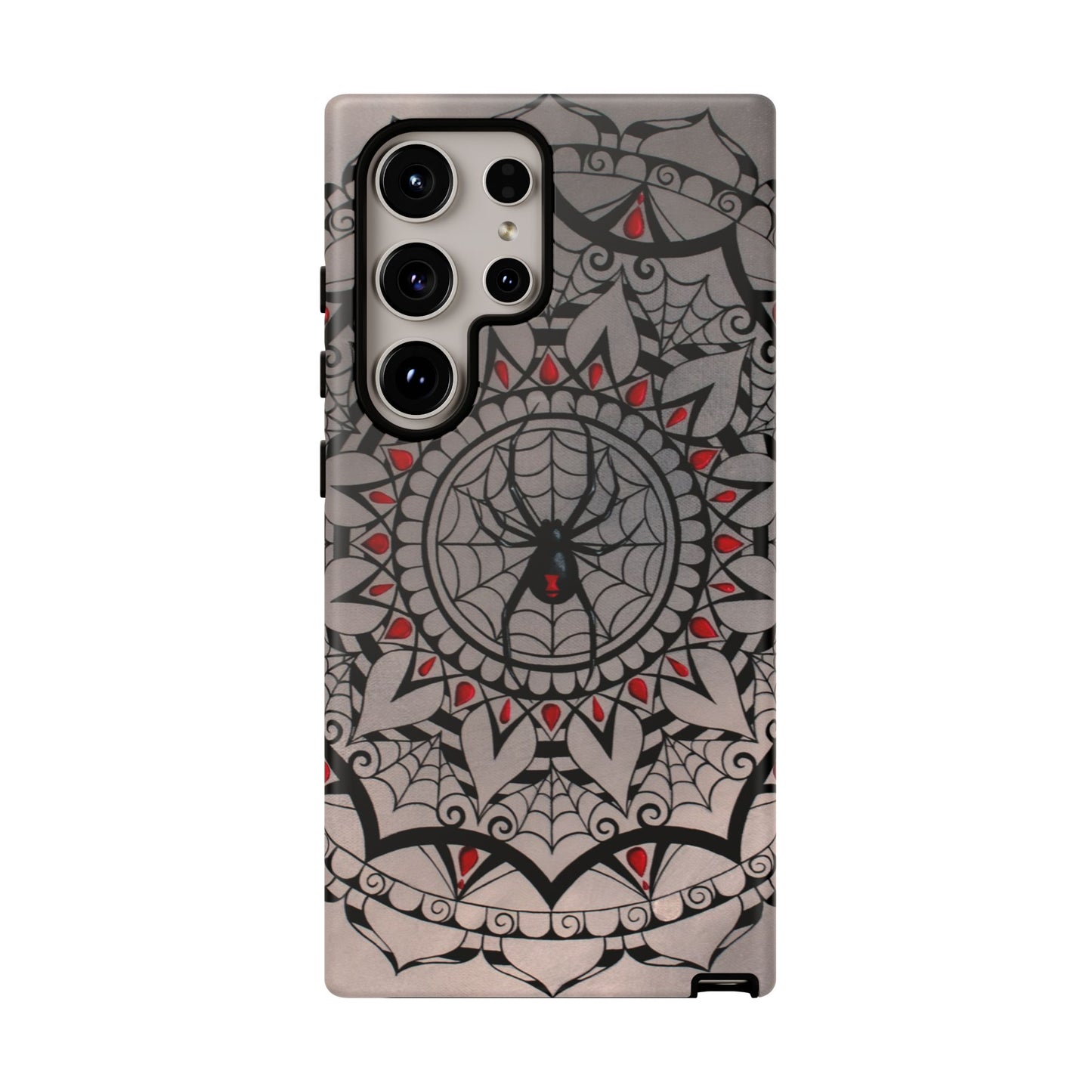 Mandala Spider Tough Phone Case - Gothic Red & Black Protective Cover